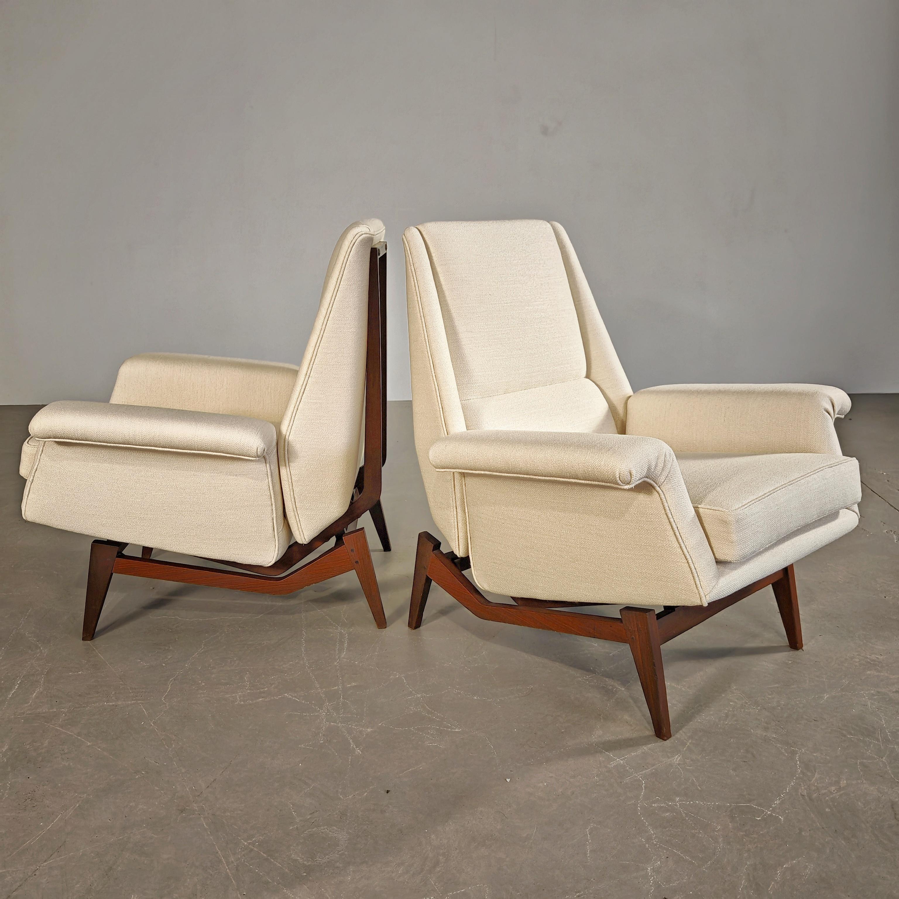 pair of scandinavian style armchairs Italian production 60s attribution  Dassi 4