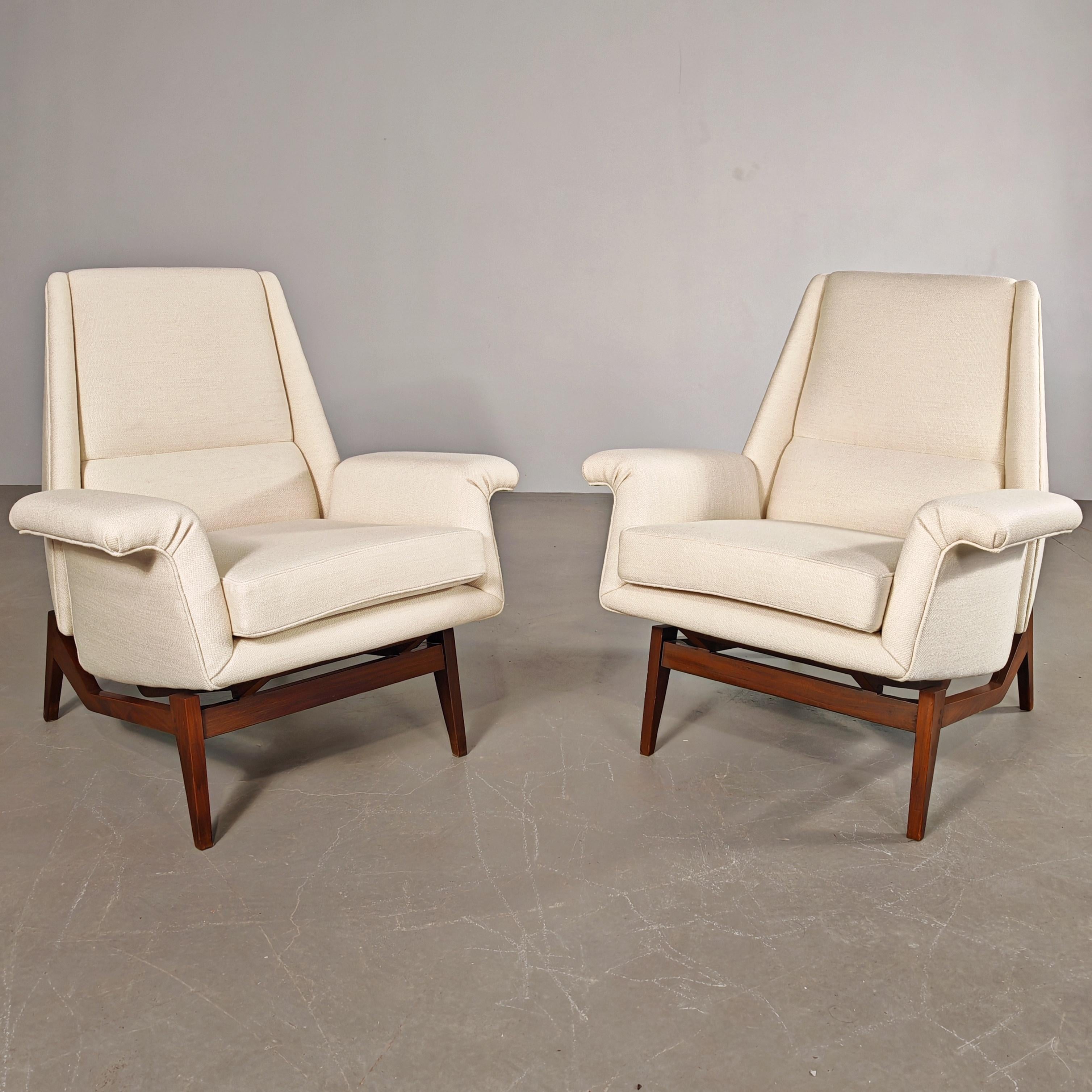 pair of scandinavian style armchairs Italian production 60s attribution  Dassi 5
