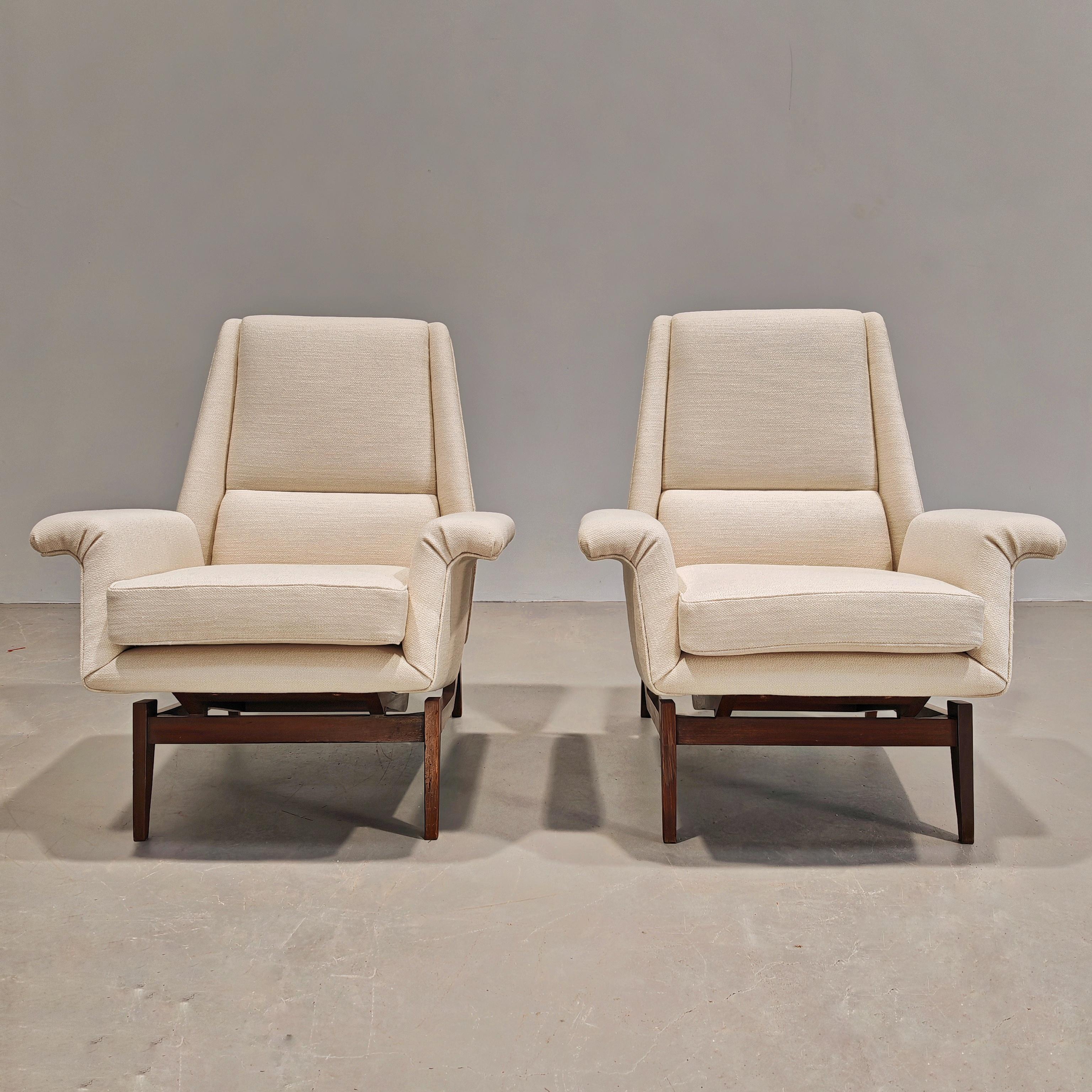 Mid-Century Modern pair of scandinavian style armchairs Italian production 60s attribution  Dassi