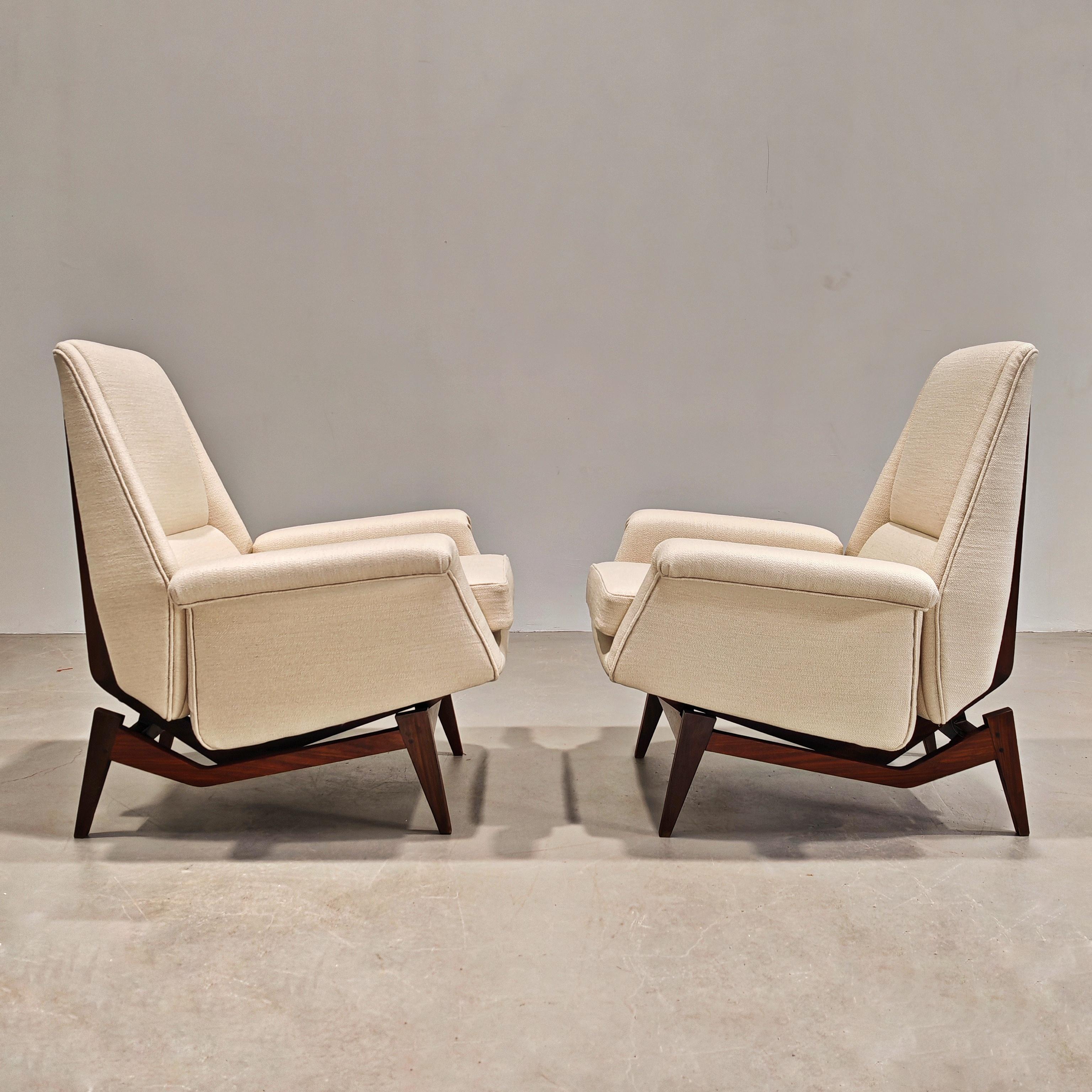 20th Century pair of scandinavian style armchairs Italian production 60s attribution  Dassi