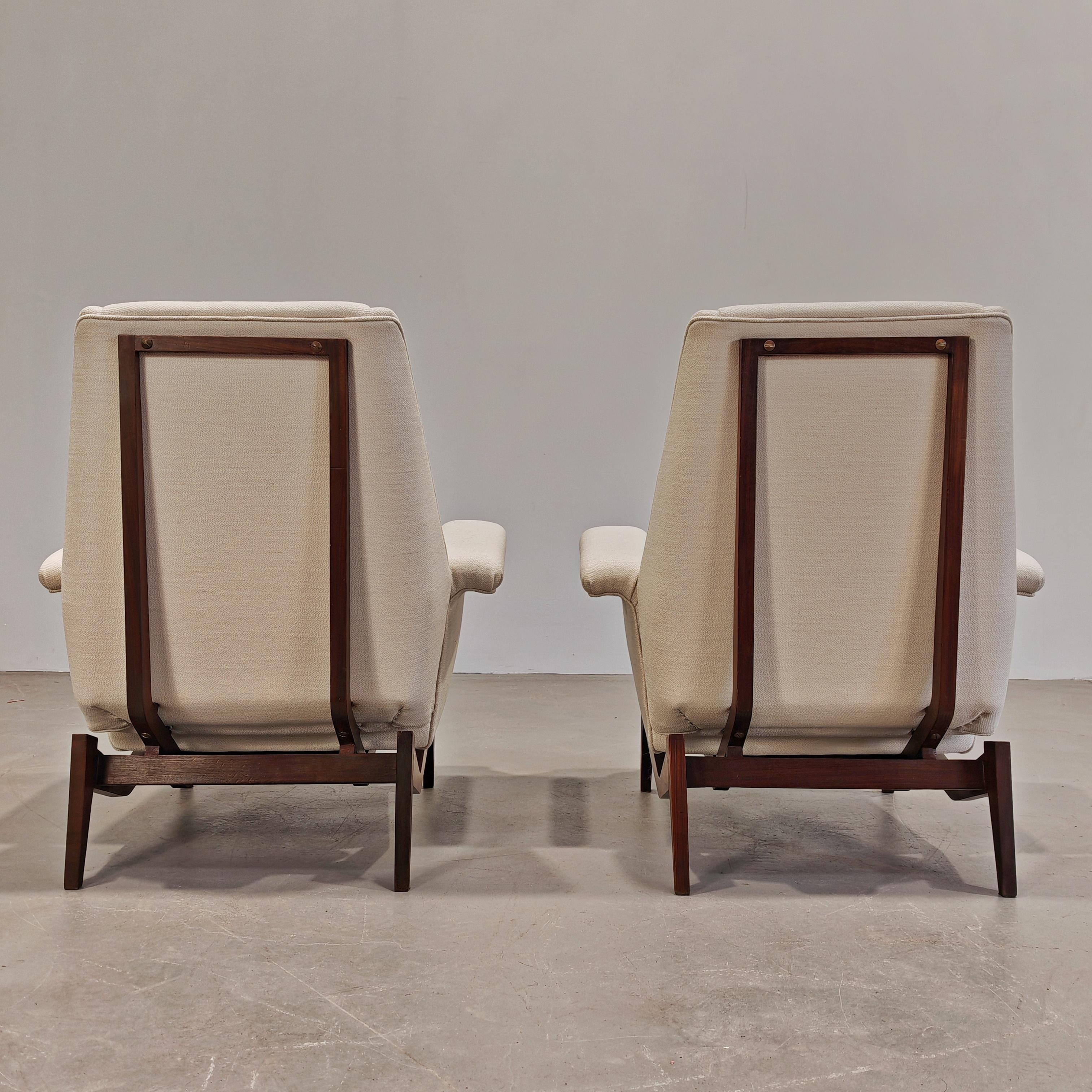 pair of scandinavian style armchairs Italian production 60s attribution  Dassi 2