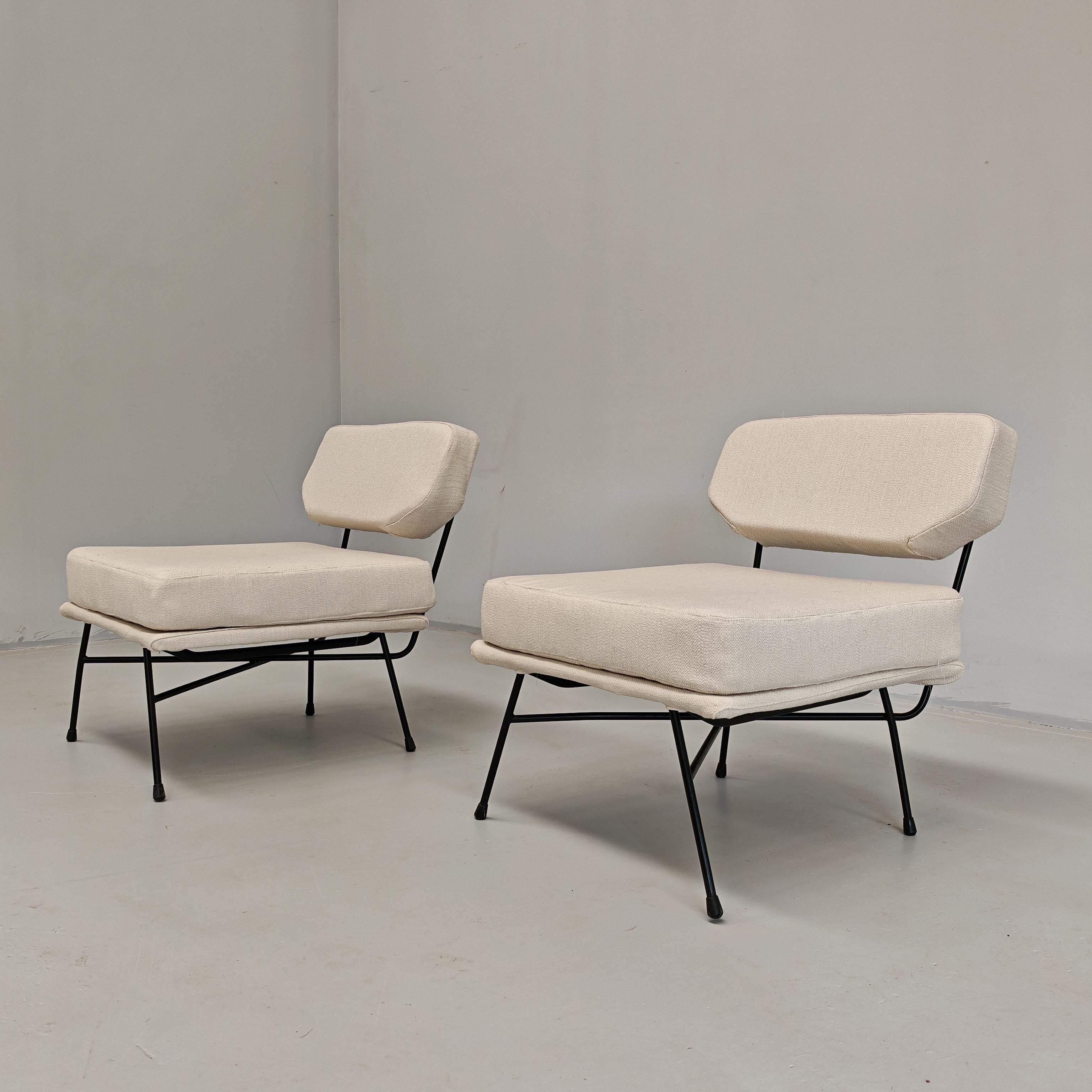 Coppia poltrone tessuto design italiano vintage 60s  