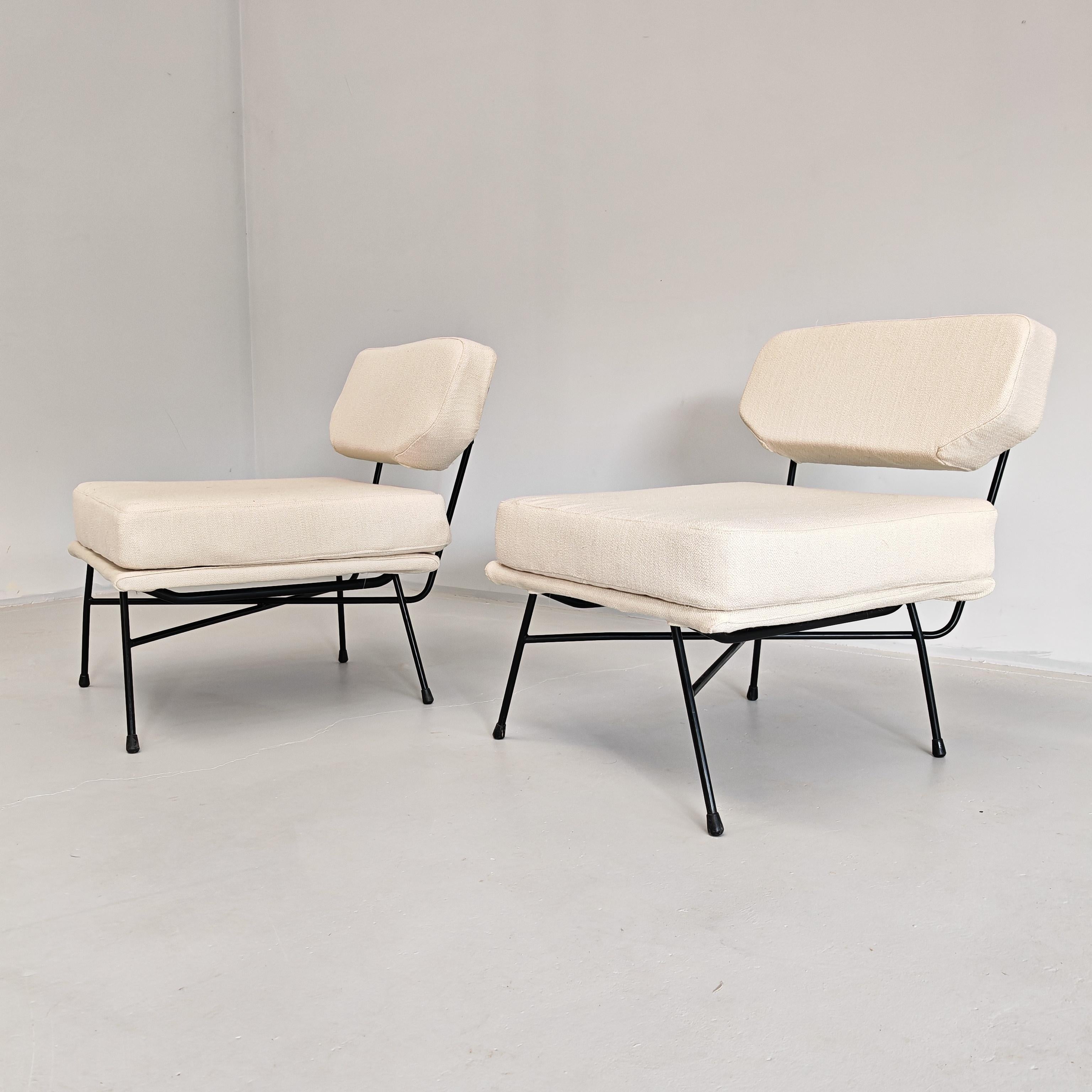 Coppia poltrone tessuto design italiano vintage 60s  