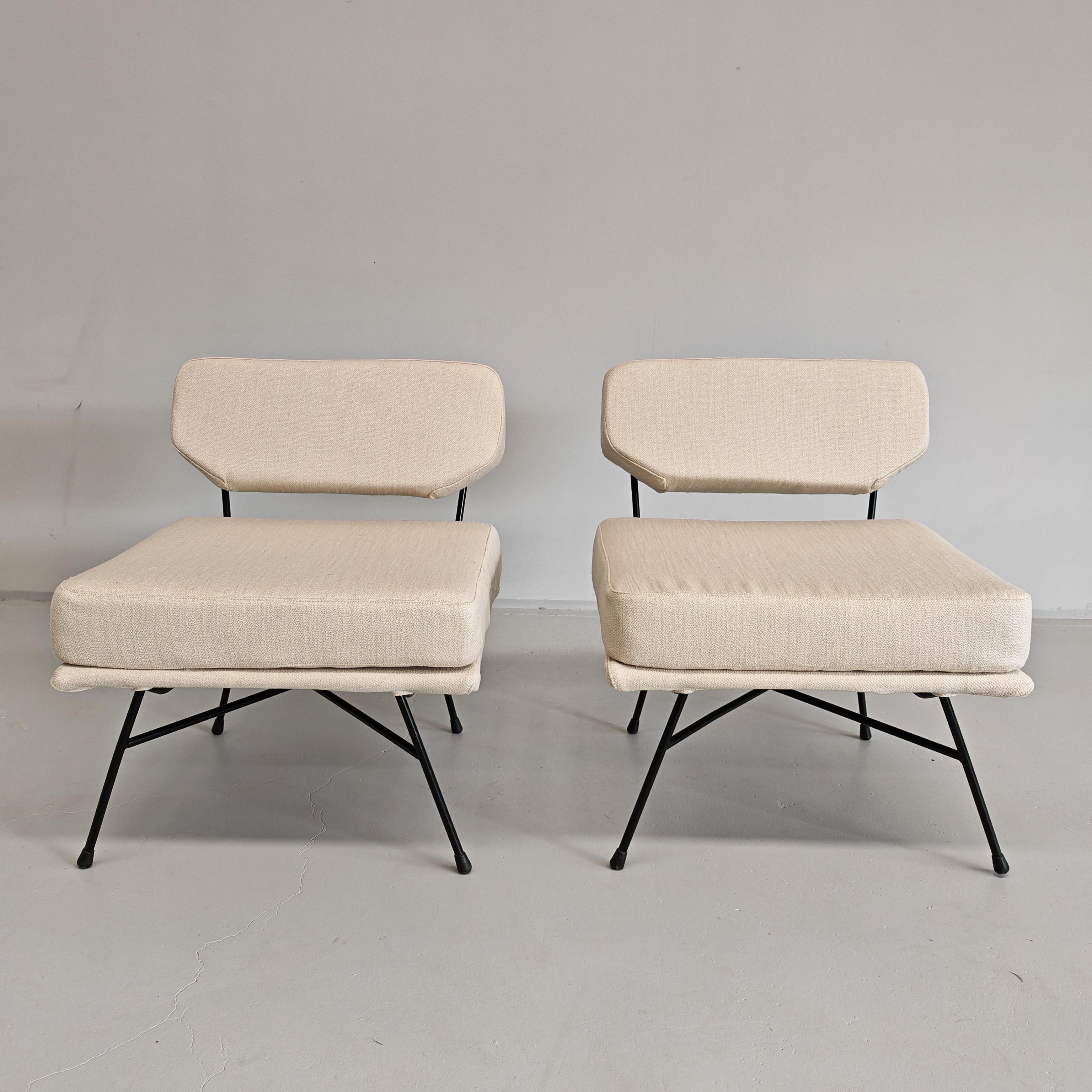 Coppia poltrone tessuto design italiano vintage 60s  