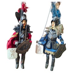 Pair of Sicilian Handcrafted Puppets - Orlando and Angelica - Ditta Lanzafame