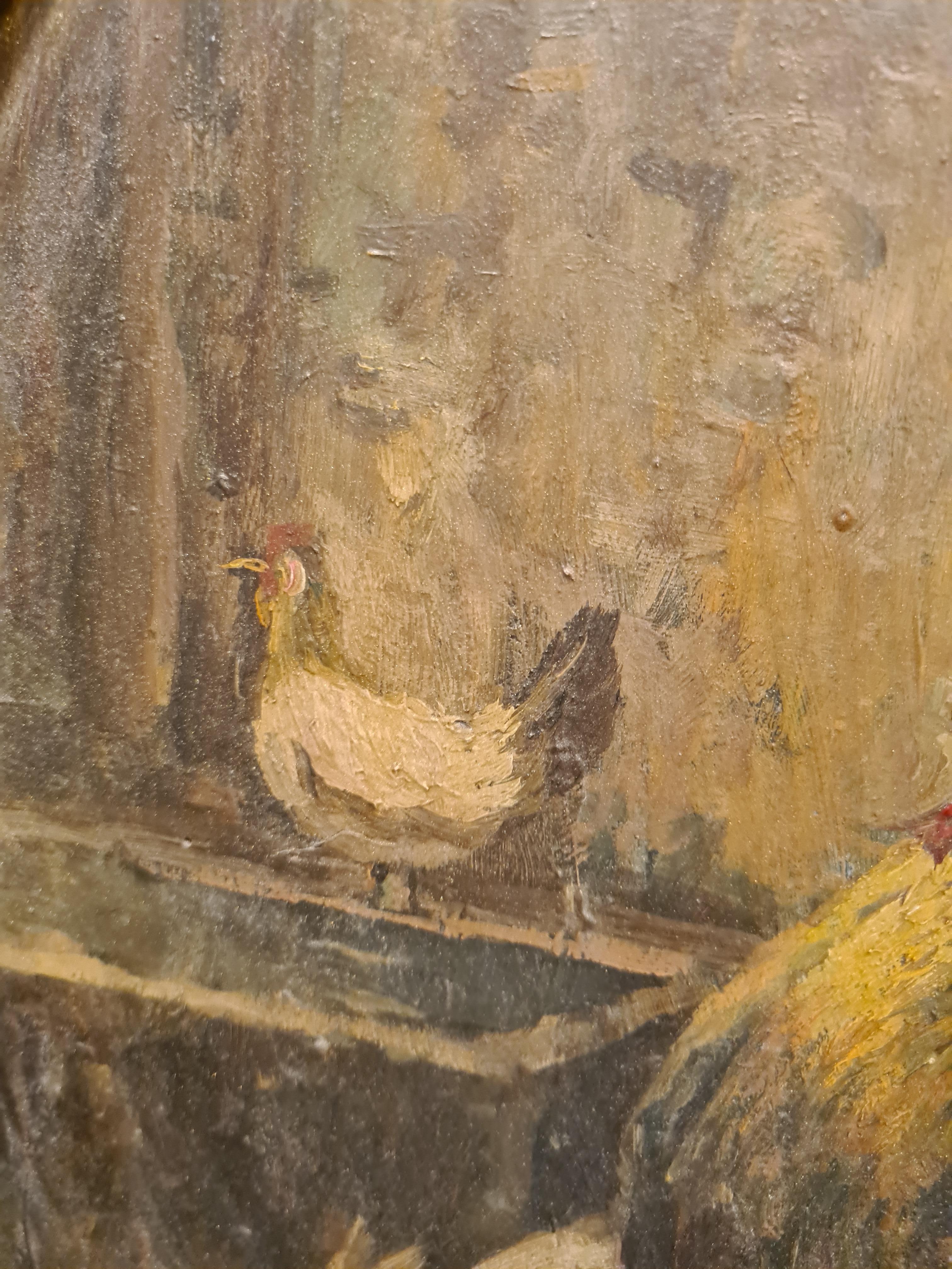 Paire de peintures de scènes de la vie paysanne fin 19e siècle en vente 6