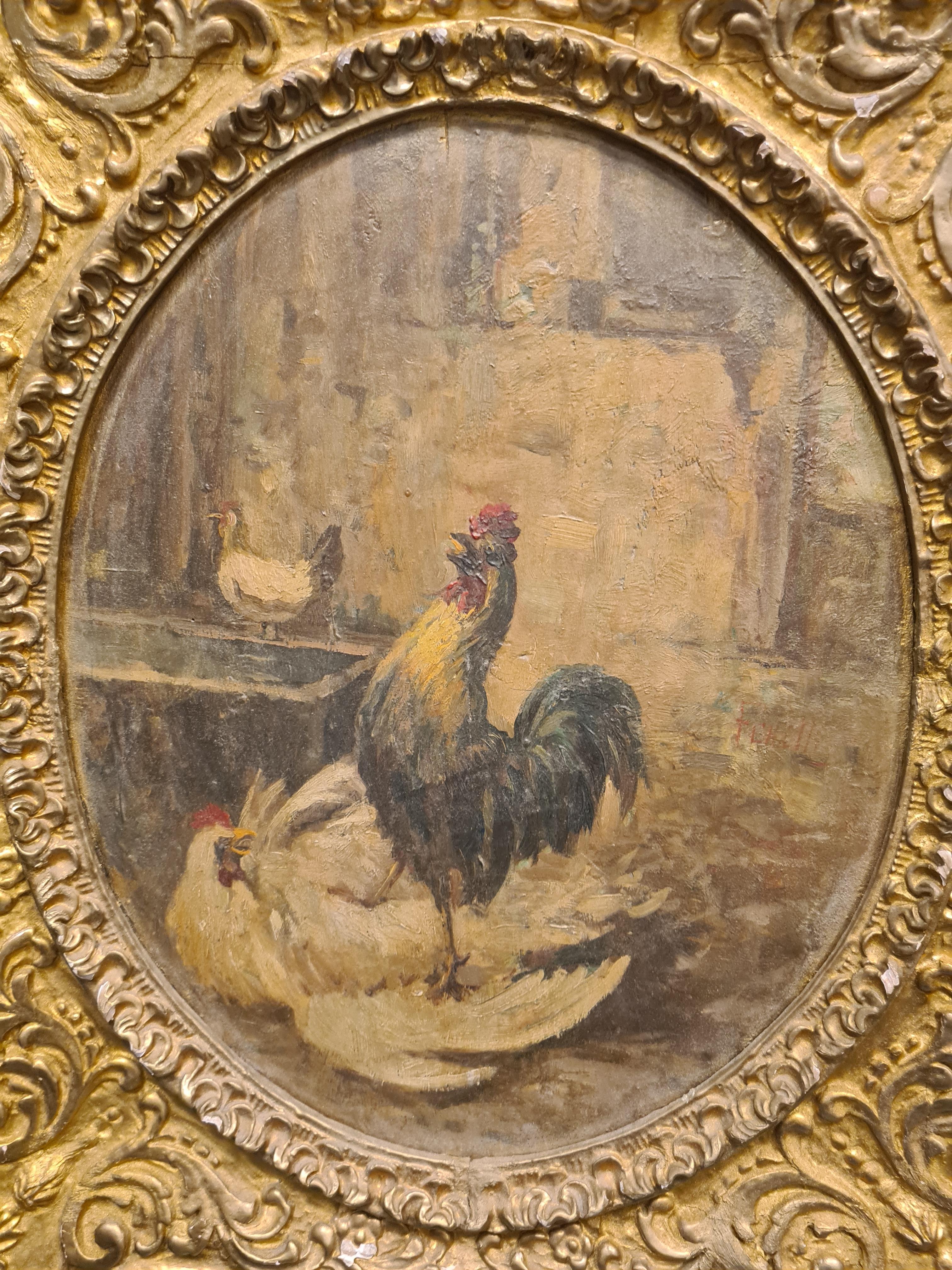 Pair Paintings peasant life scenes late 19th century In Good Condition For Sale In Torino, IT