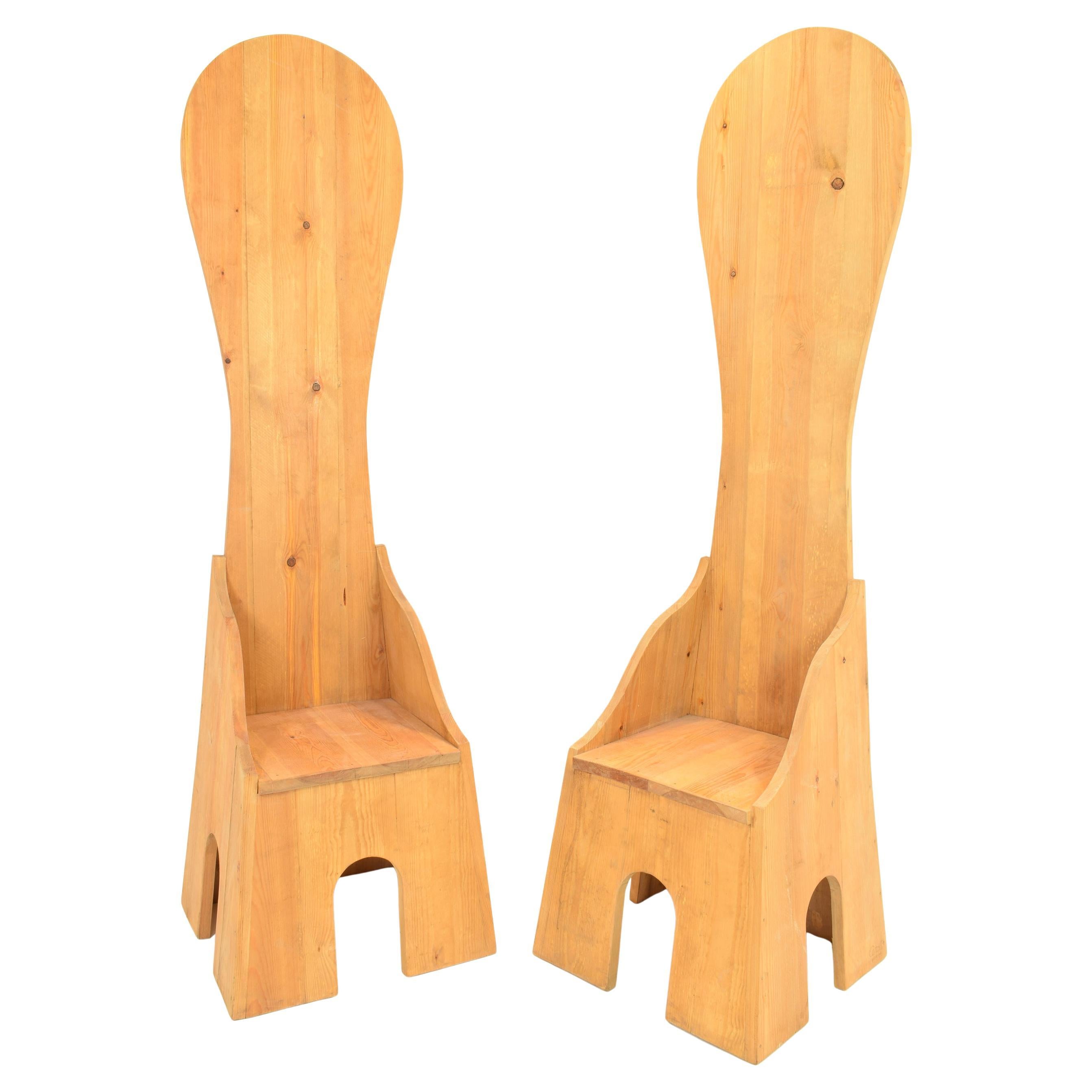 Coppia sedie "Fratina SC190", design M. Ceroli, Prod. Poltronova, Italia 1972