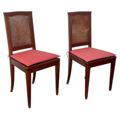 Paar Holzstühle mit Wiener Stroh - robust und elegant, 1970er Jahre