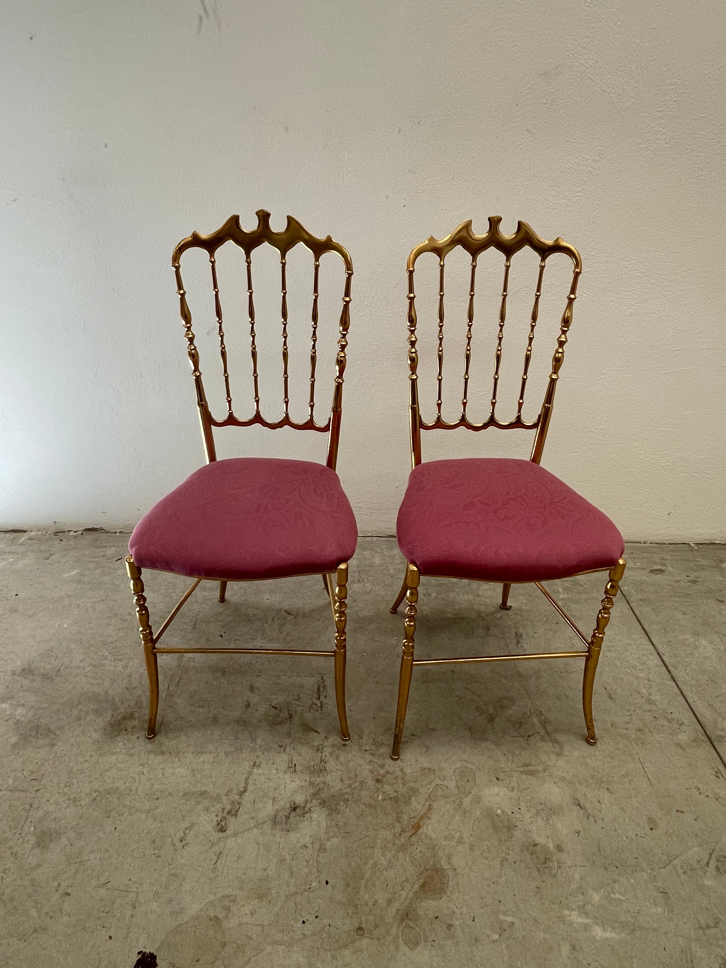 Coppia sedie Italian large Chiavari Brass ottone Dorado (18th Century and Earlier) im Angebot