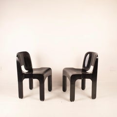 Pair of Universal Chairs 4869 Black by Joe Colombo for Kartell