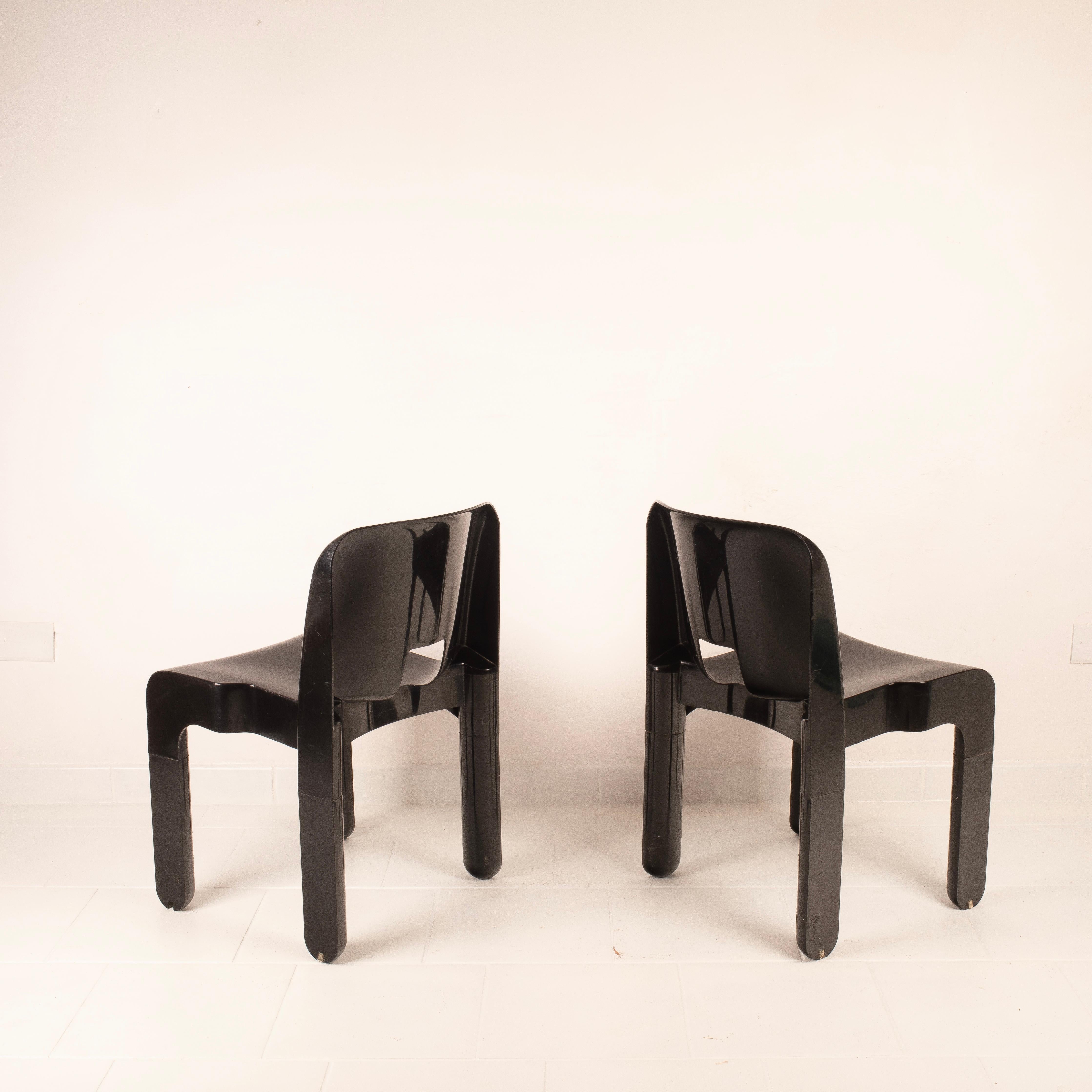 Space Age Pair of Universal Chairs 4869 Black by Joe Colombo for Kartell For Sale