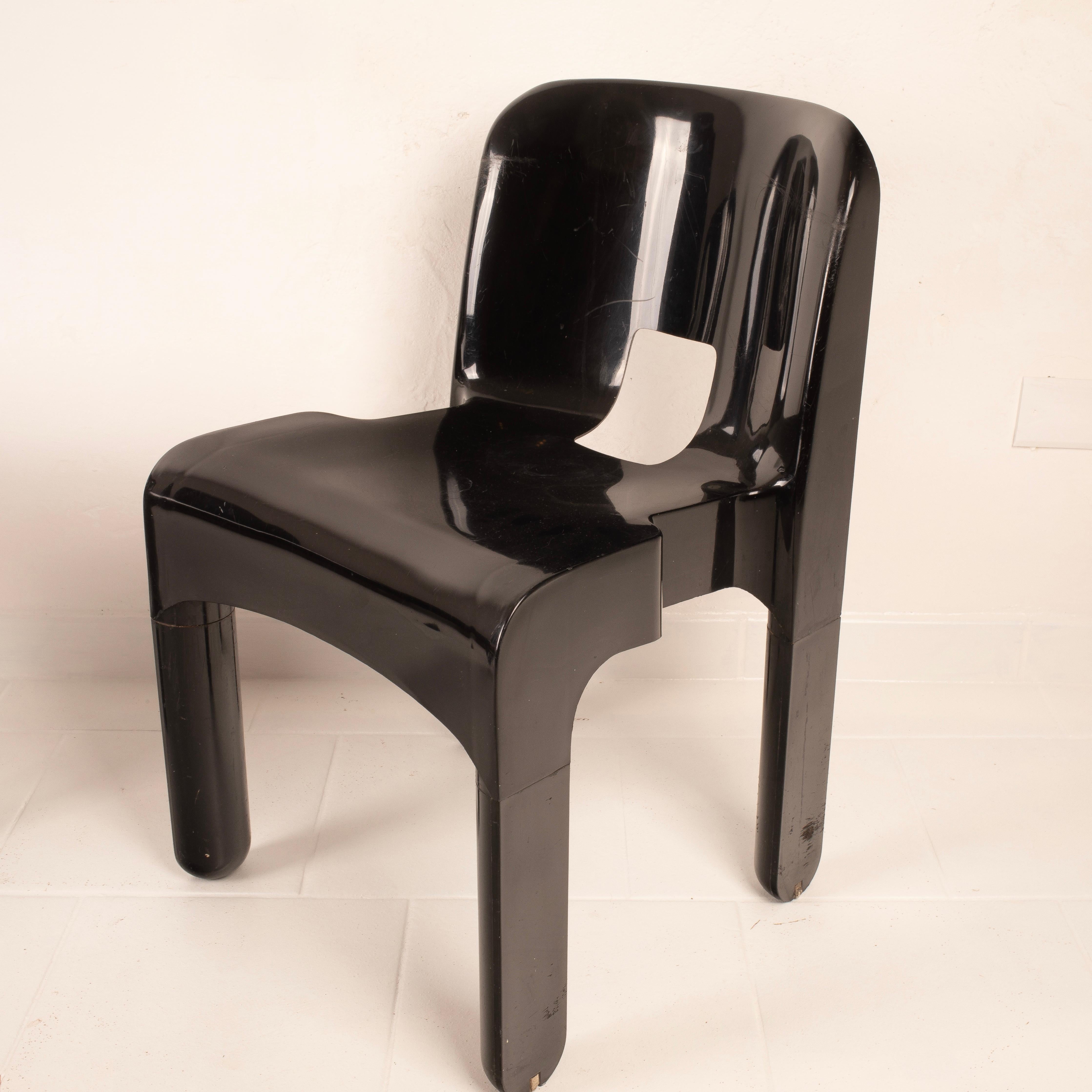 Mid-20th Century Pair of Universal Chairs 4869 Black by Joe Colombo for Kartell For Sale