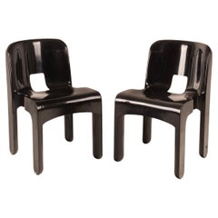 Vintage Pair of Universal Chairs 4869 Black by Joe Colombo for Kartell