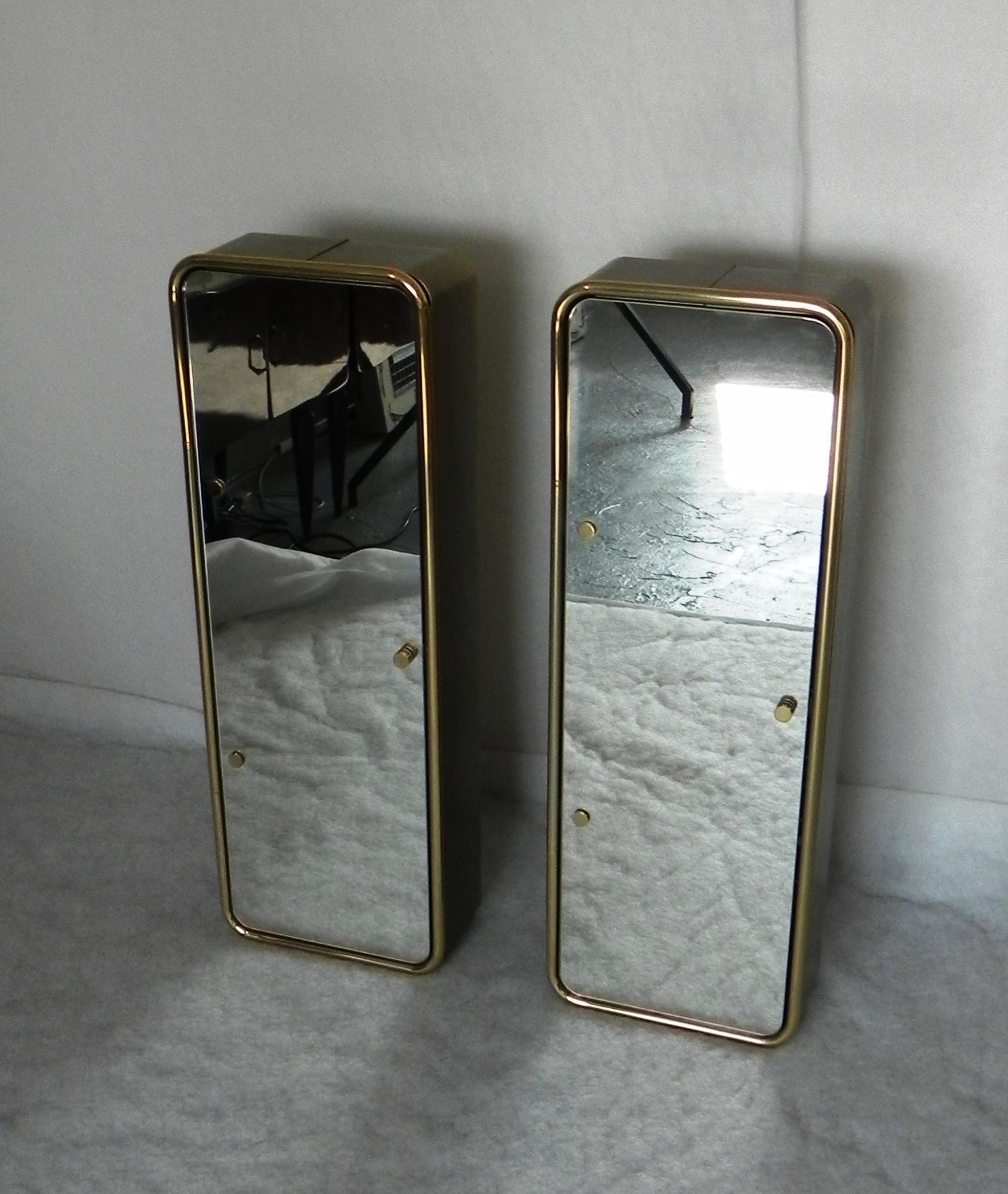 French pair of mirrors - bathroom cabinets, Gold For Sale