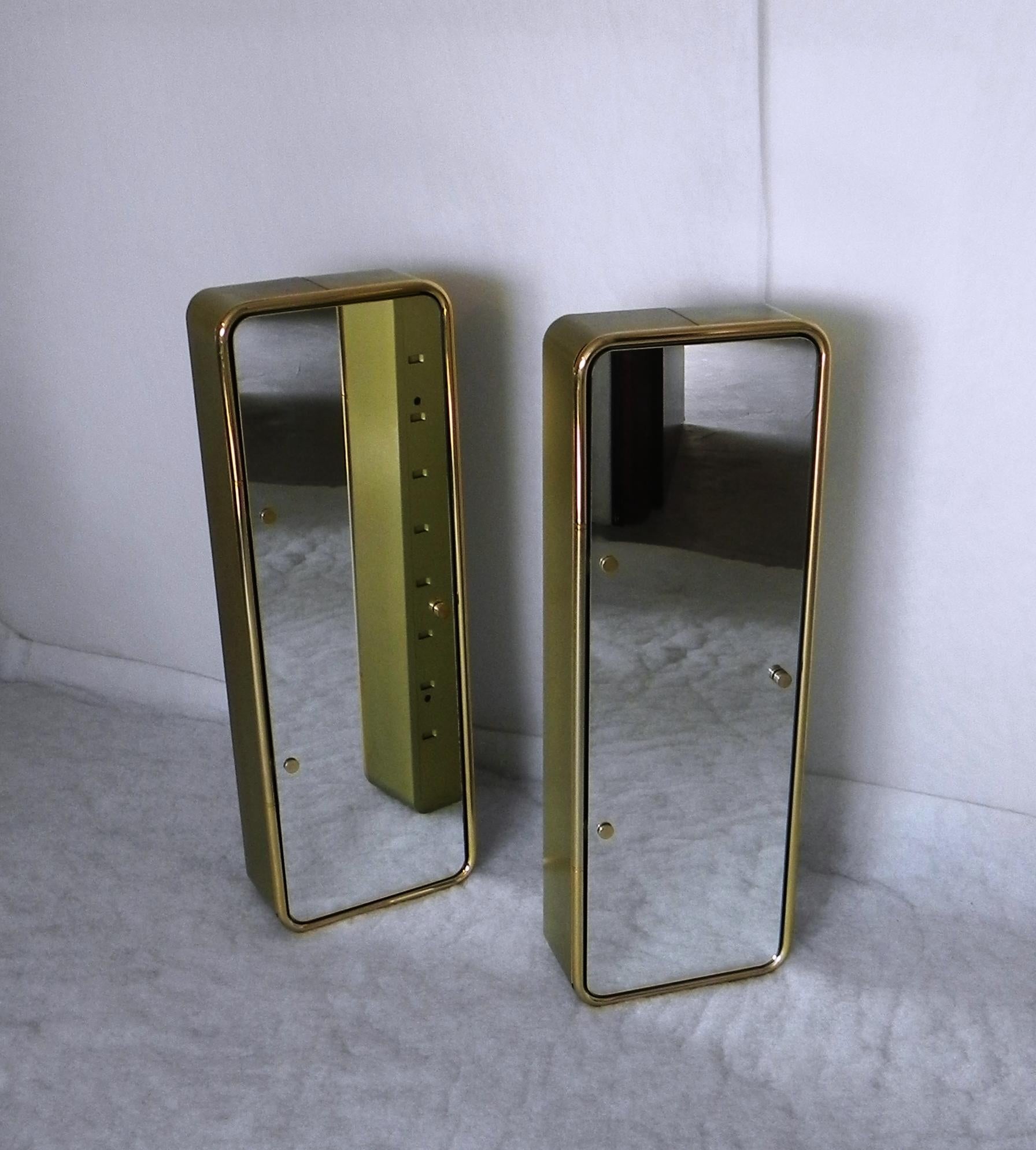 Late 20th Century pair of mirrors - bathroom cabinets, Gold For Sale