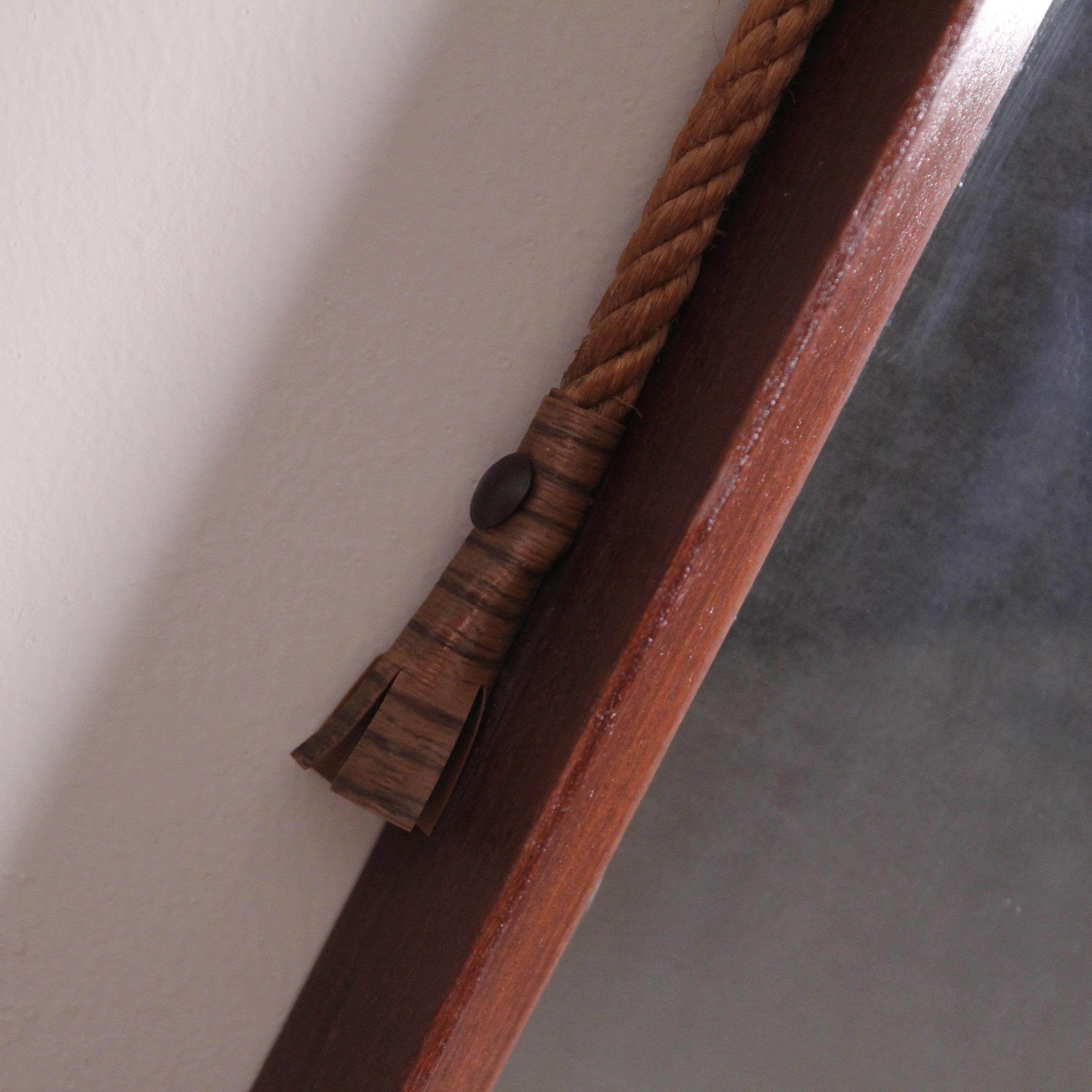Teak pair hexagonal mirrors with teak wood frame For Sale