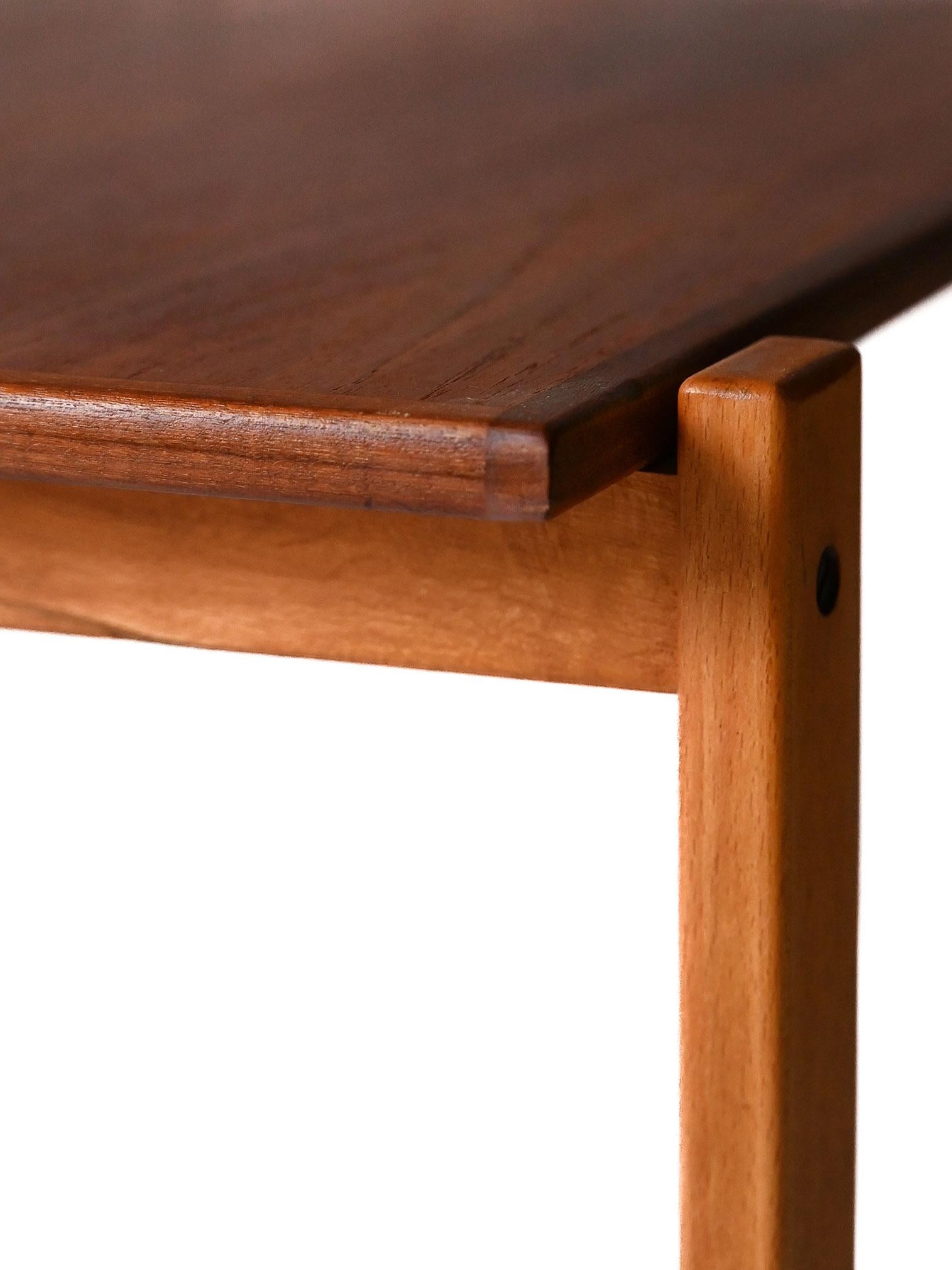 Hêtre Coppia tavolini scandinavi vintage in teak e faggio en vente