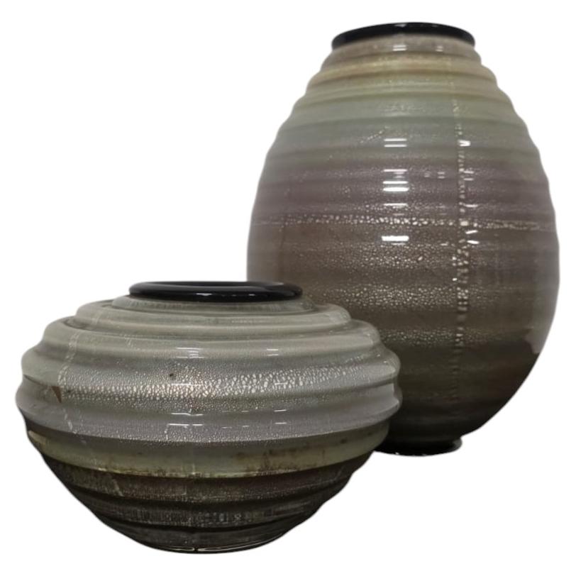 Pareja de jarrones de cristal de Murano de Seguso vetri d'arte en venta