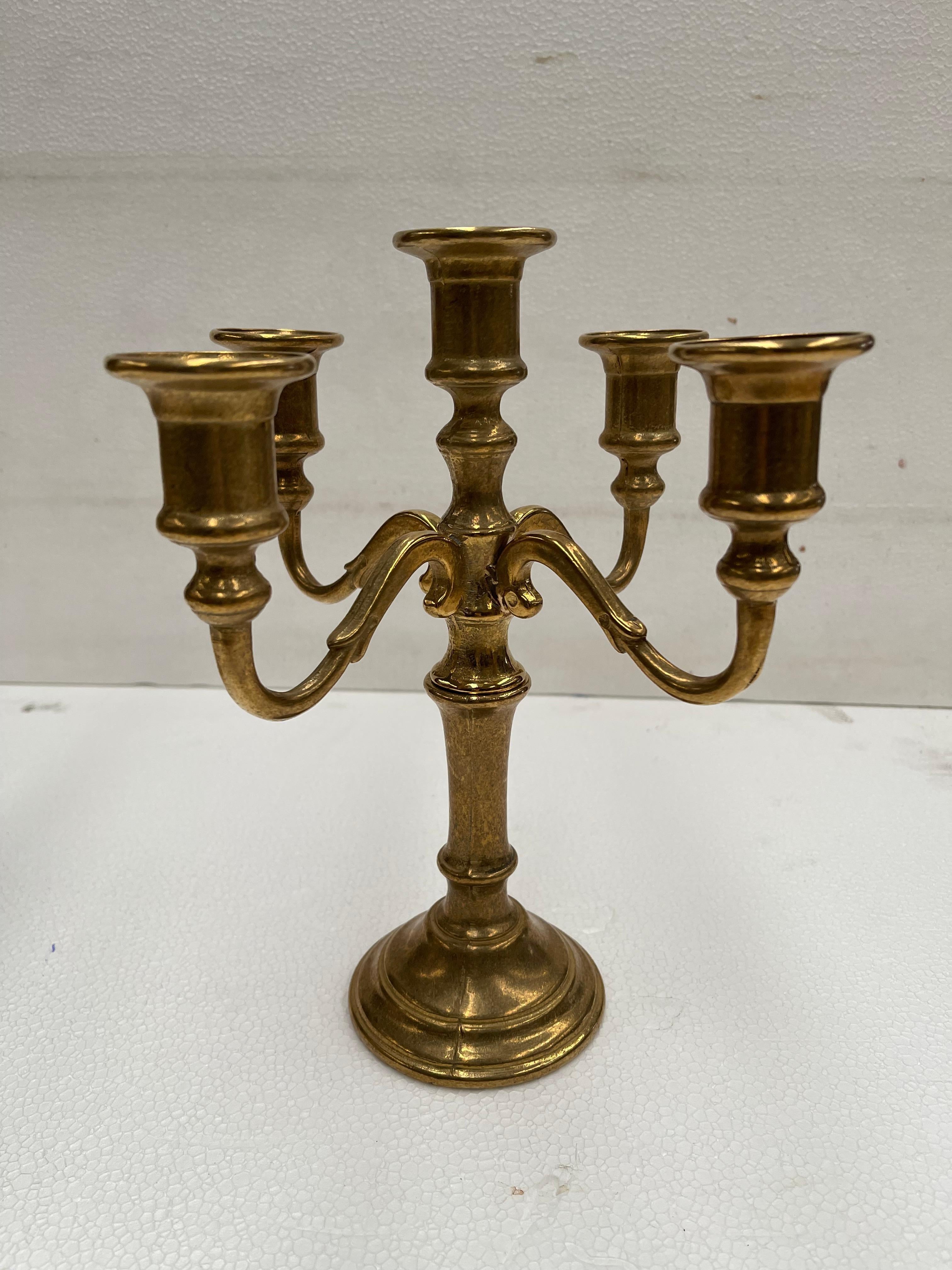 Gilt Couple vintage bronze candelabra For Sale