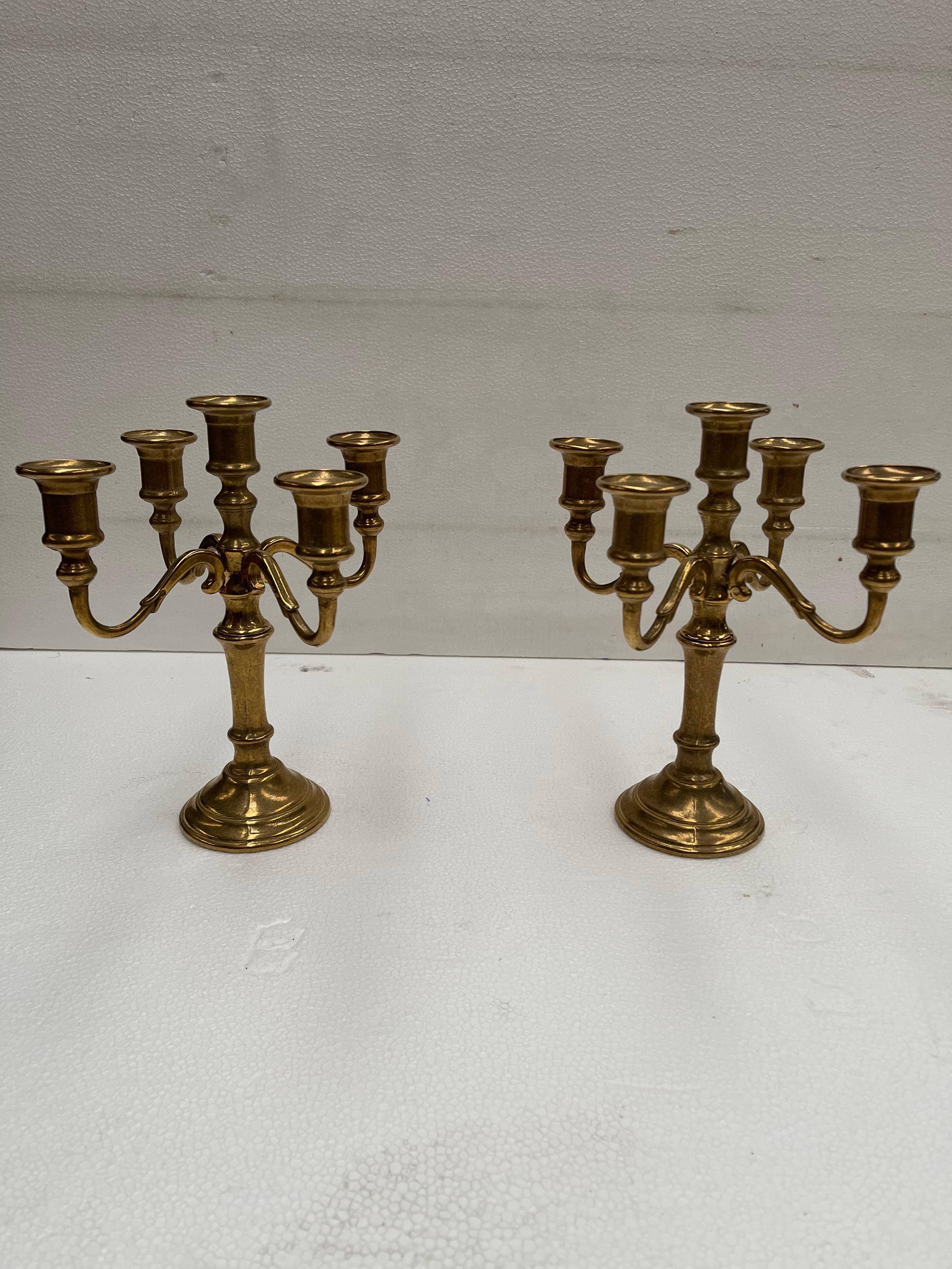 Couple vintage bronze candelabra In Good Condition For Sale In Cantù, IT