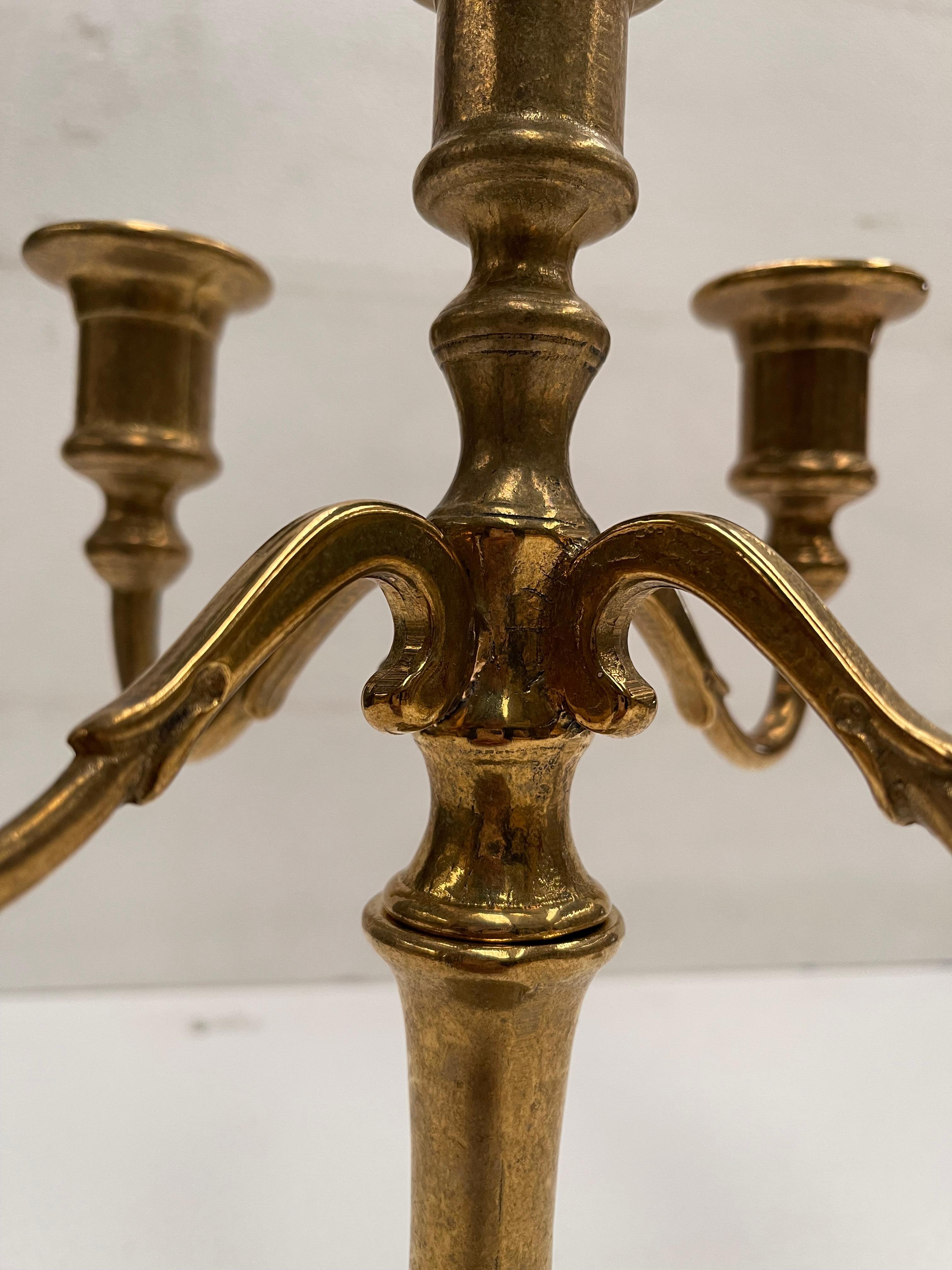 Couple vintage bronze candelabra For Sale 2