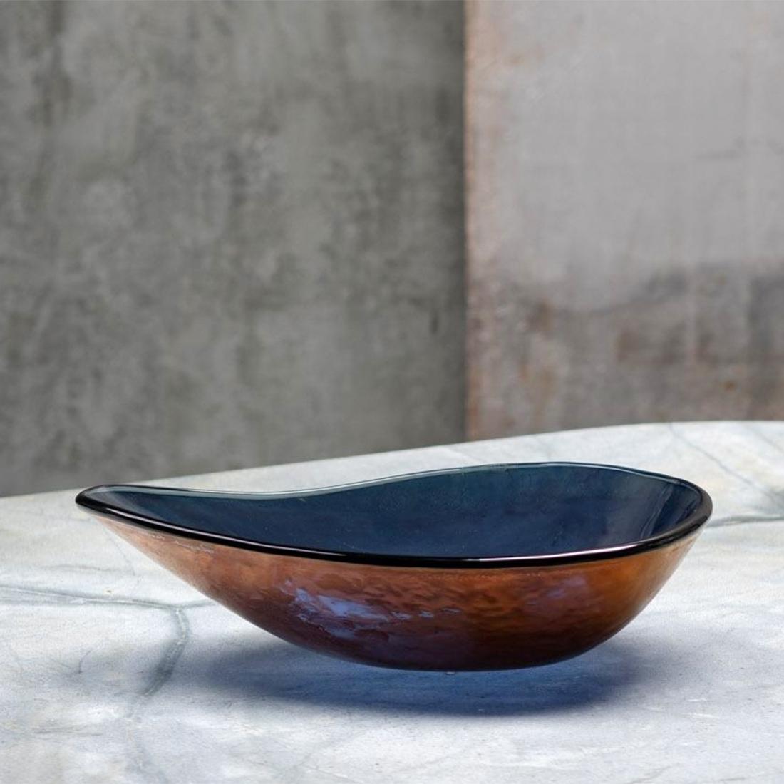 Contemporary Coppola Black Bronze Glass Bowl For Sale