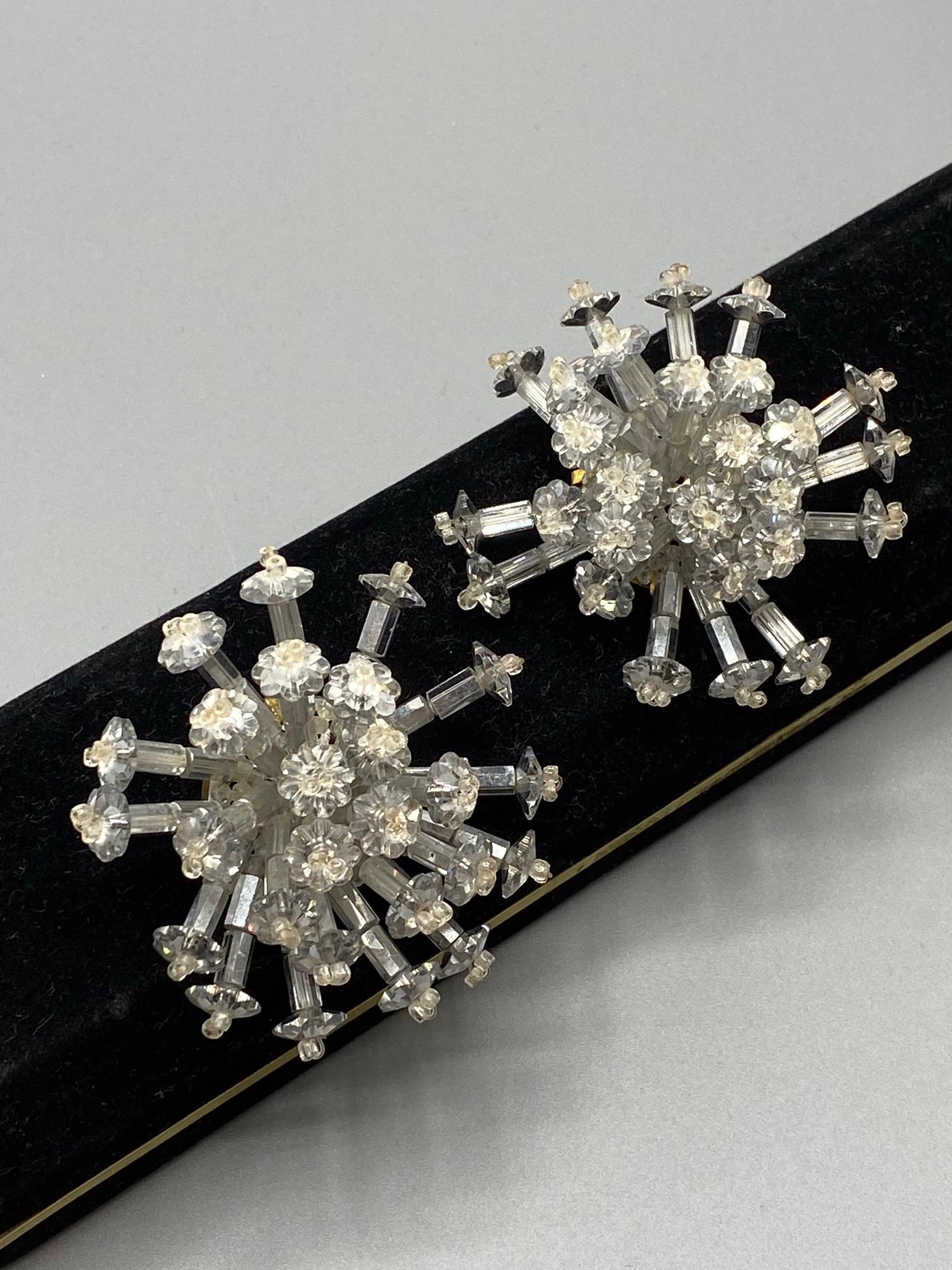 Women's Coppola e Toppo 1950s Large Silver & Clear Crystal Starburst Sputnik Earrings