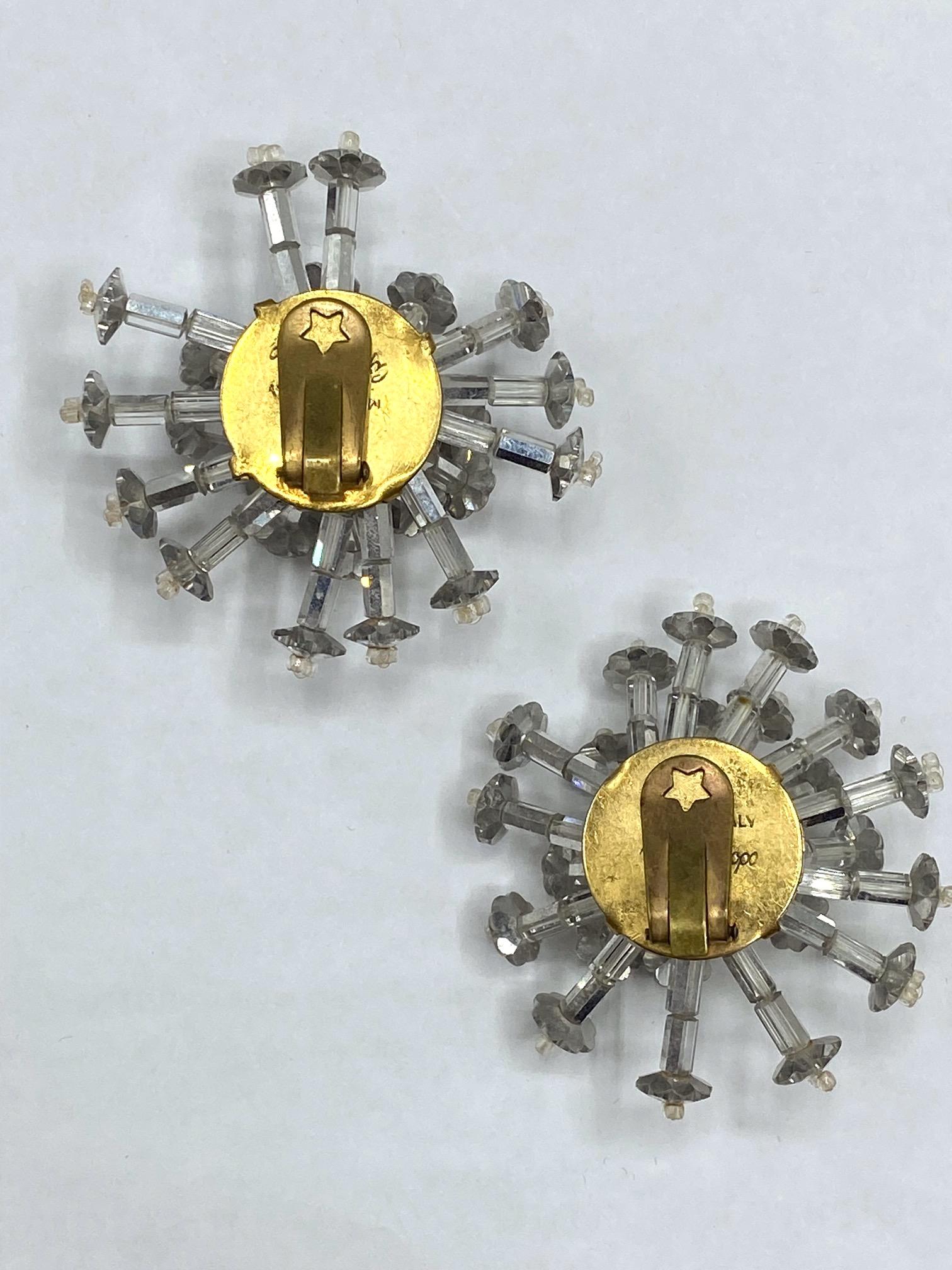 Coppola e Toppo 1950s Large Silver & Clear Crystal Starburst Sputnik Earrings 5