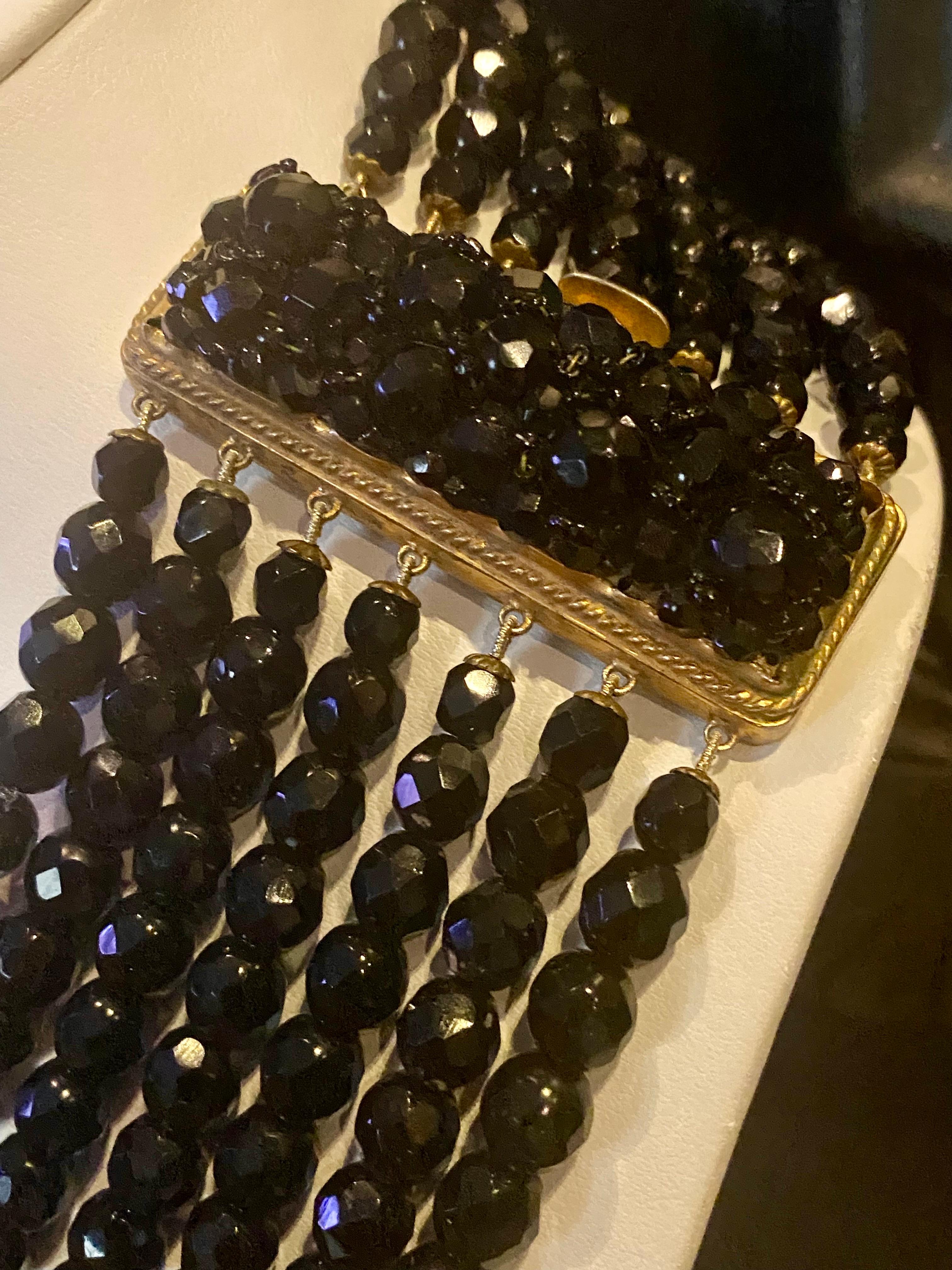 Coppola E Toppo 1950s Seven Strand Black Bead Collar Necklace View 6