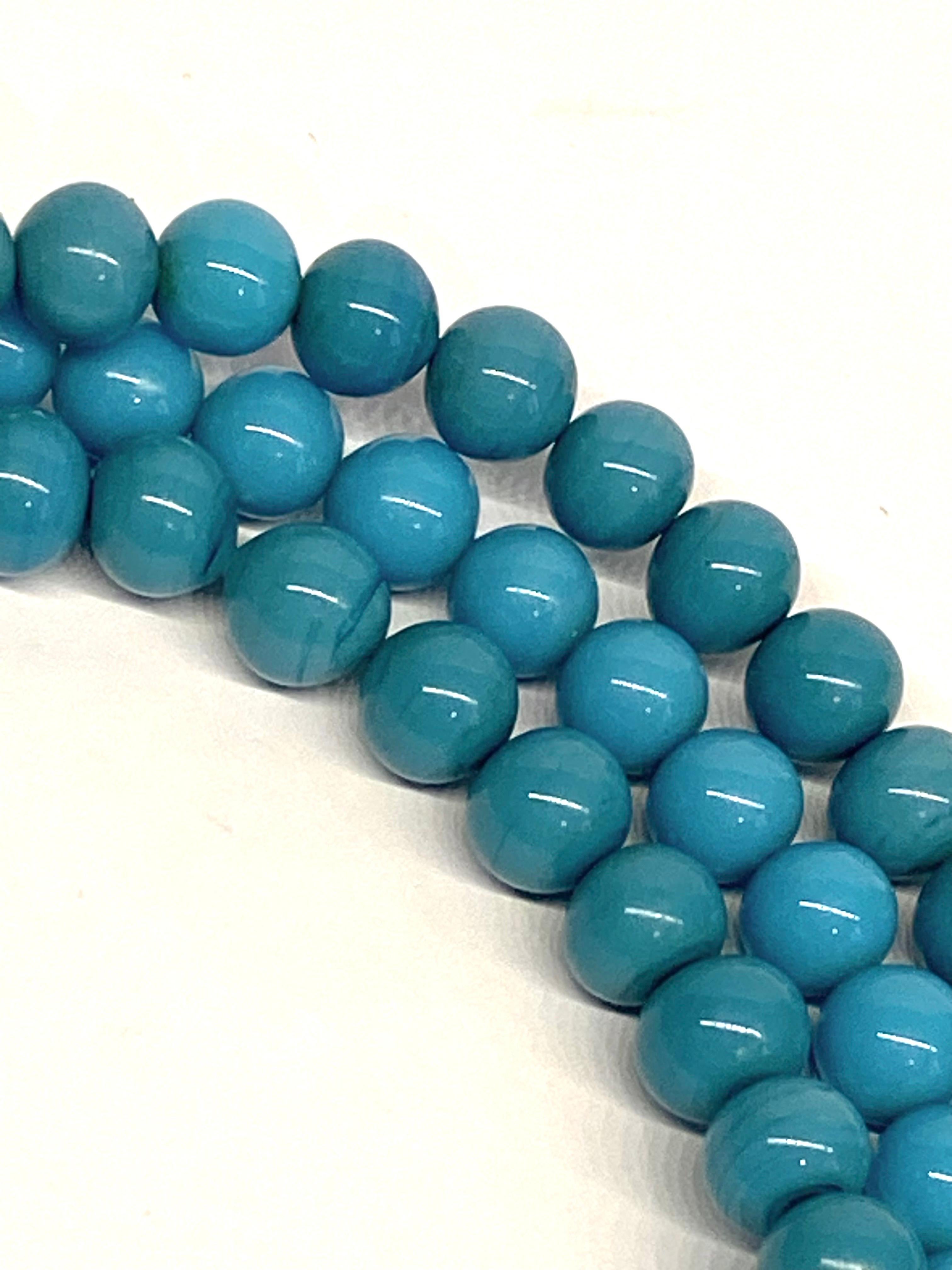 Coppola e Toppo 1950s three strand turquoise glass bead necklace 12