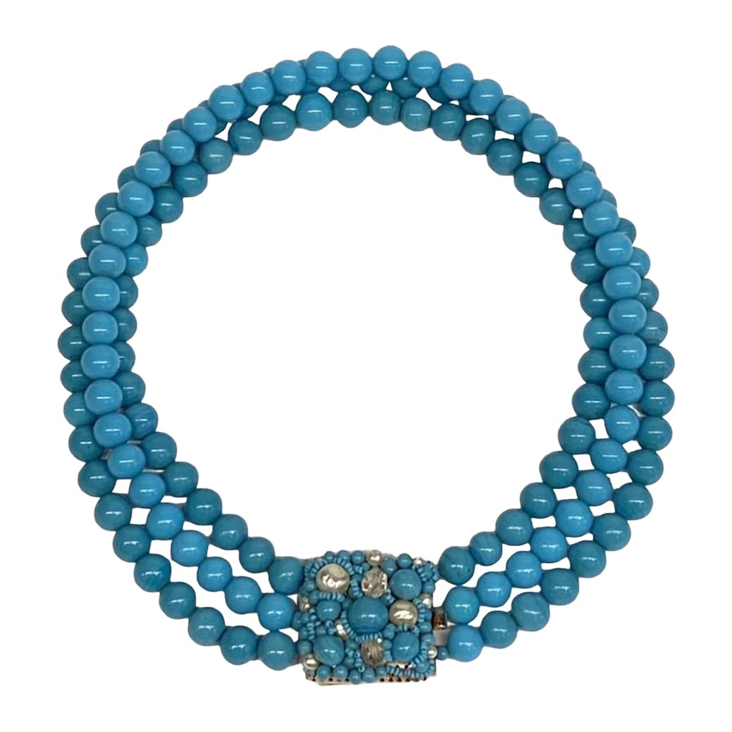 Coppola e Toppo 1950, collana a tre fili con perle di vetro turchese