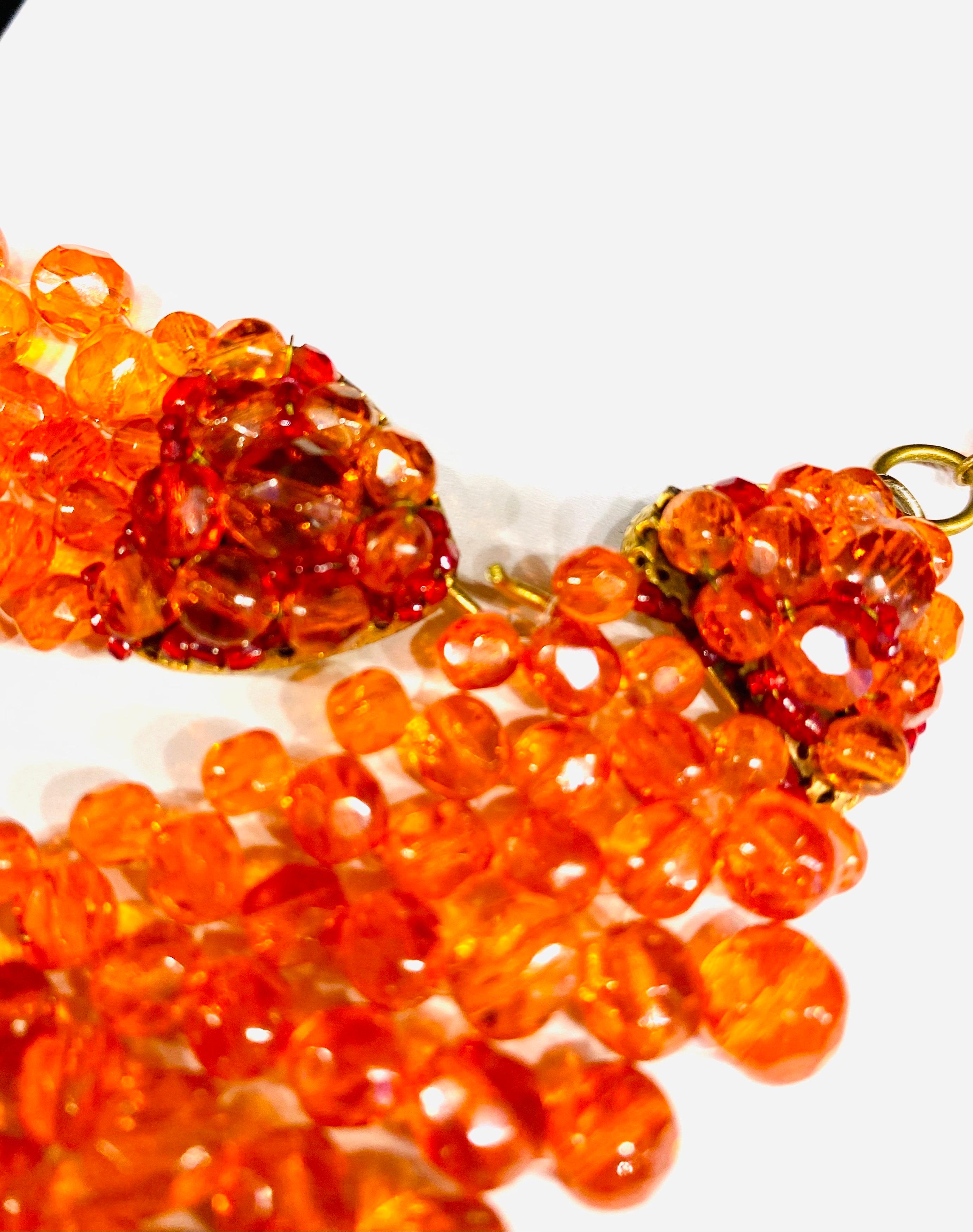 Coppola e Toppo 1950s woven orange crystal bead collar necklace 8