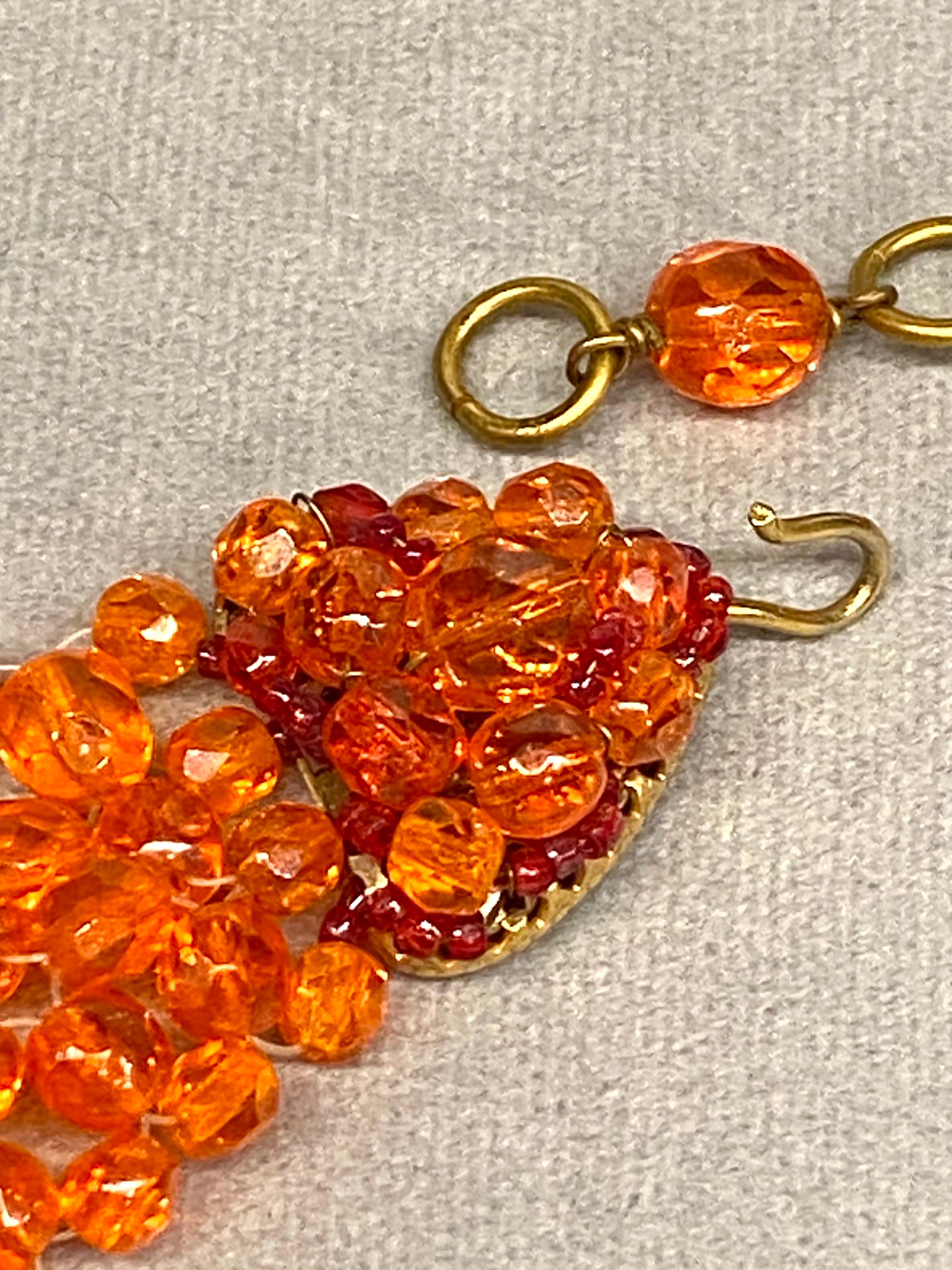 Coppola e Toppo 1950s woven orange crystal bead collar necklace 10