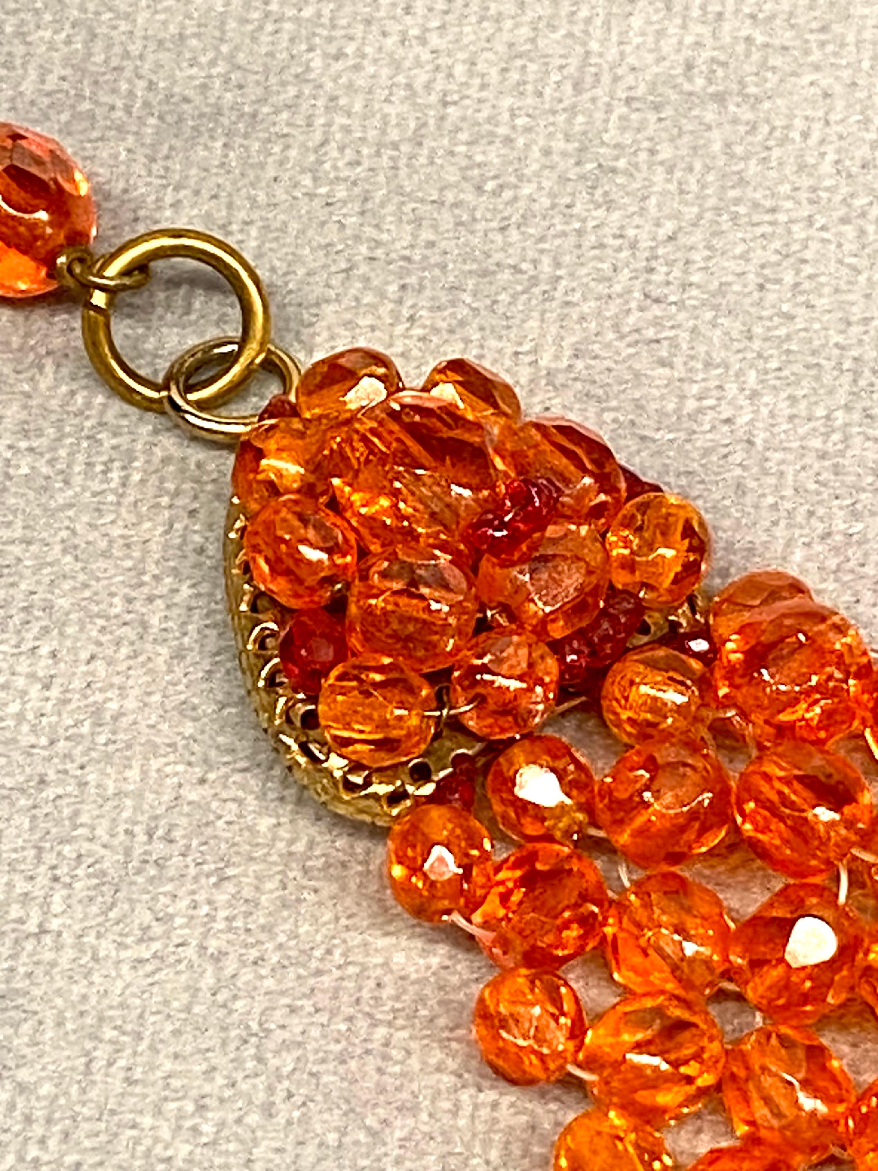 Coppola e Toppo 1950s woven orange crystal bead collar necklace 11