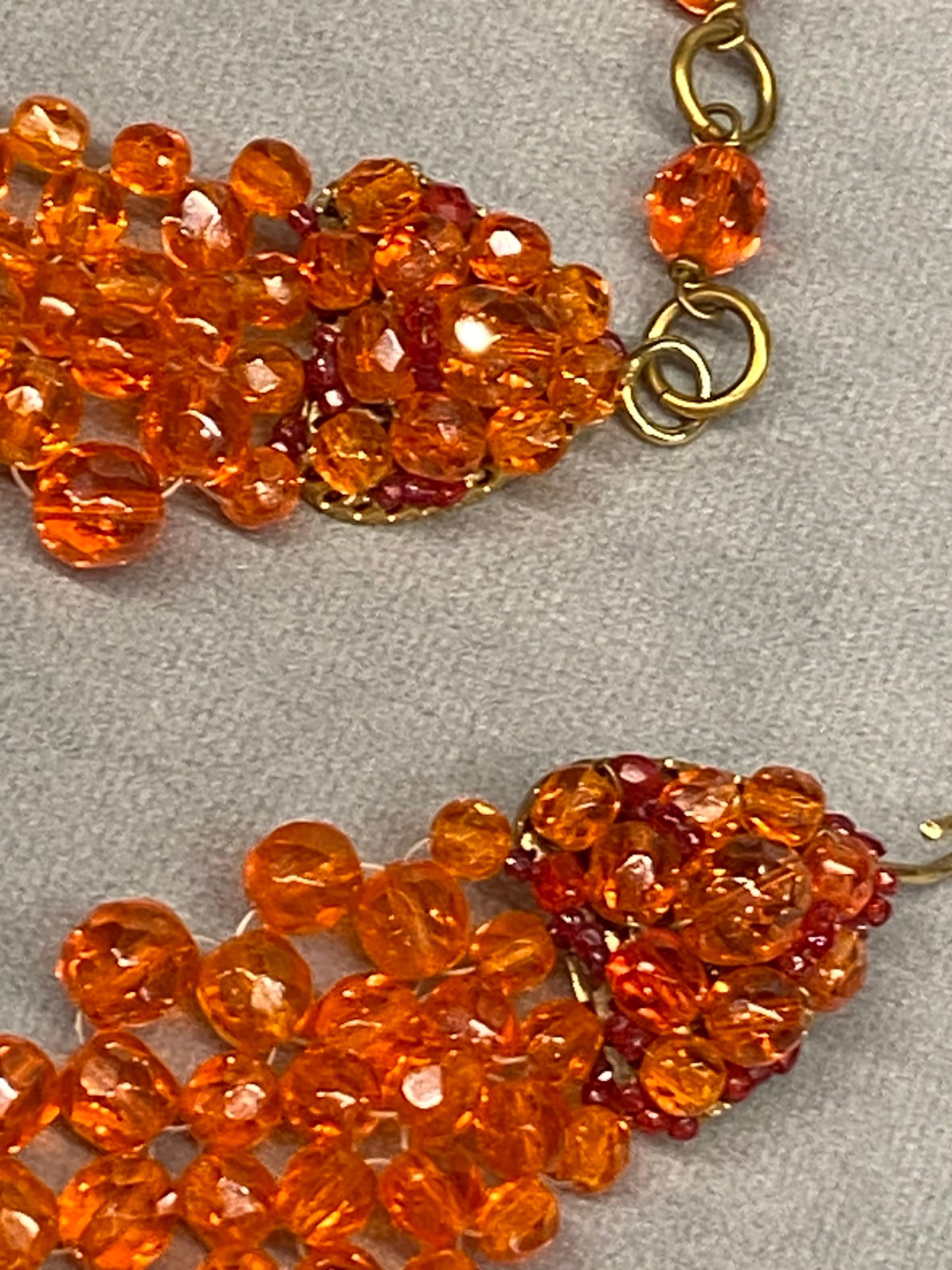 Coppola e Toppo 1950s woven orange crystal bead collar necklace 12