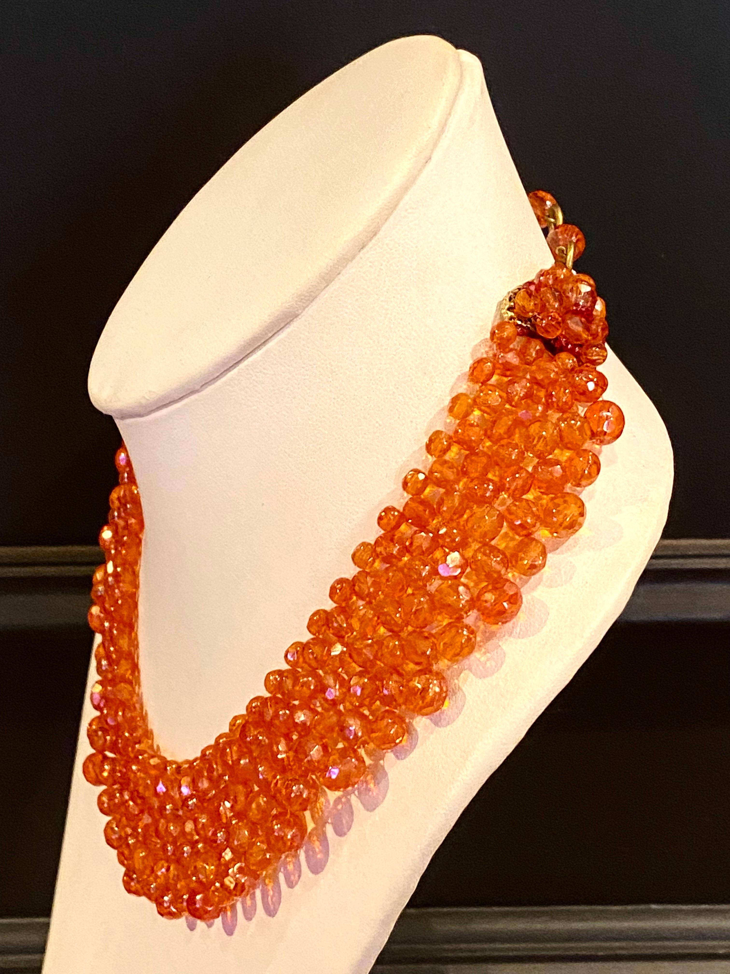 Coppola e Toppo 1950s woven orange crystal bead collar necklace 2