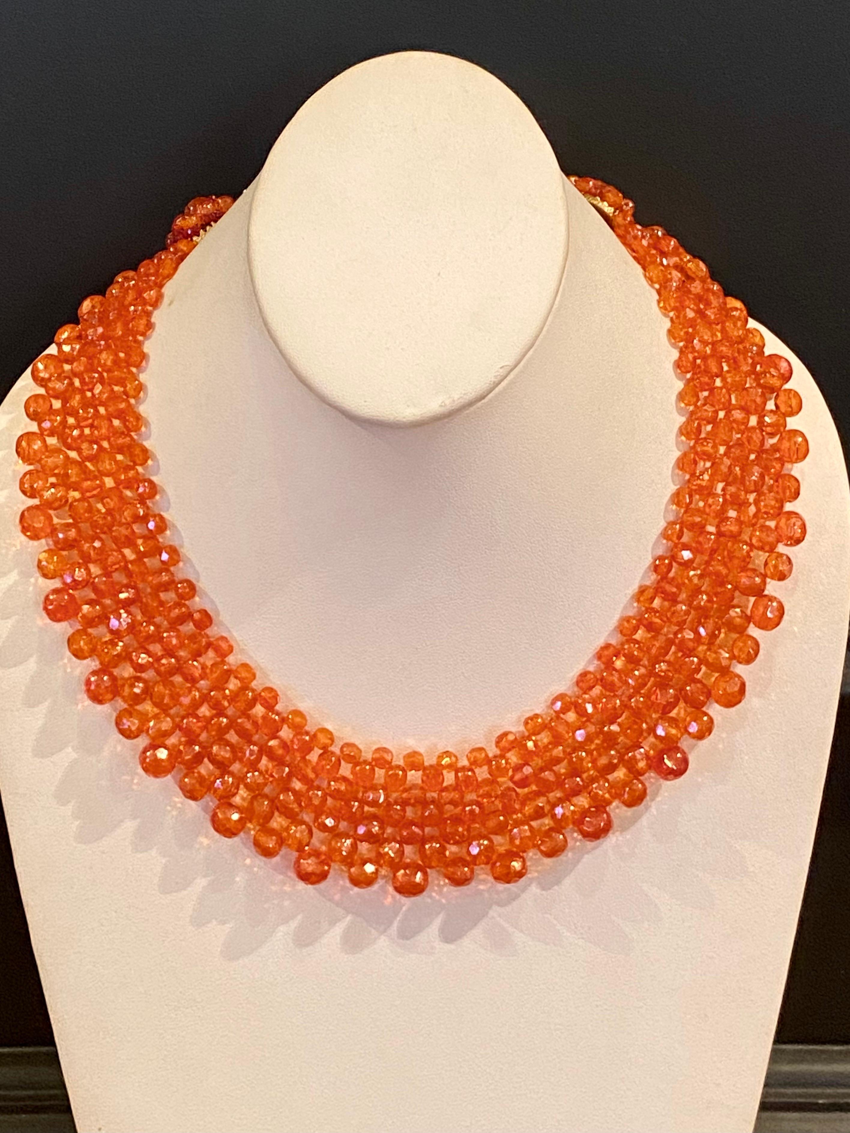 Coppola e Toppo 1950s woven orange crystal bead collar necklace 4