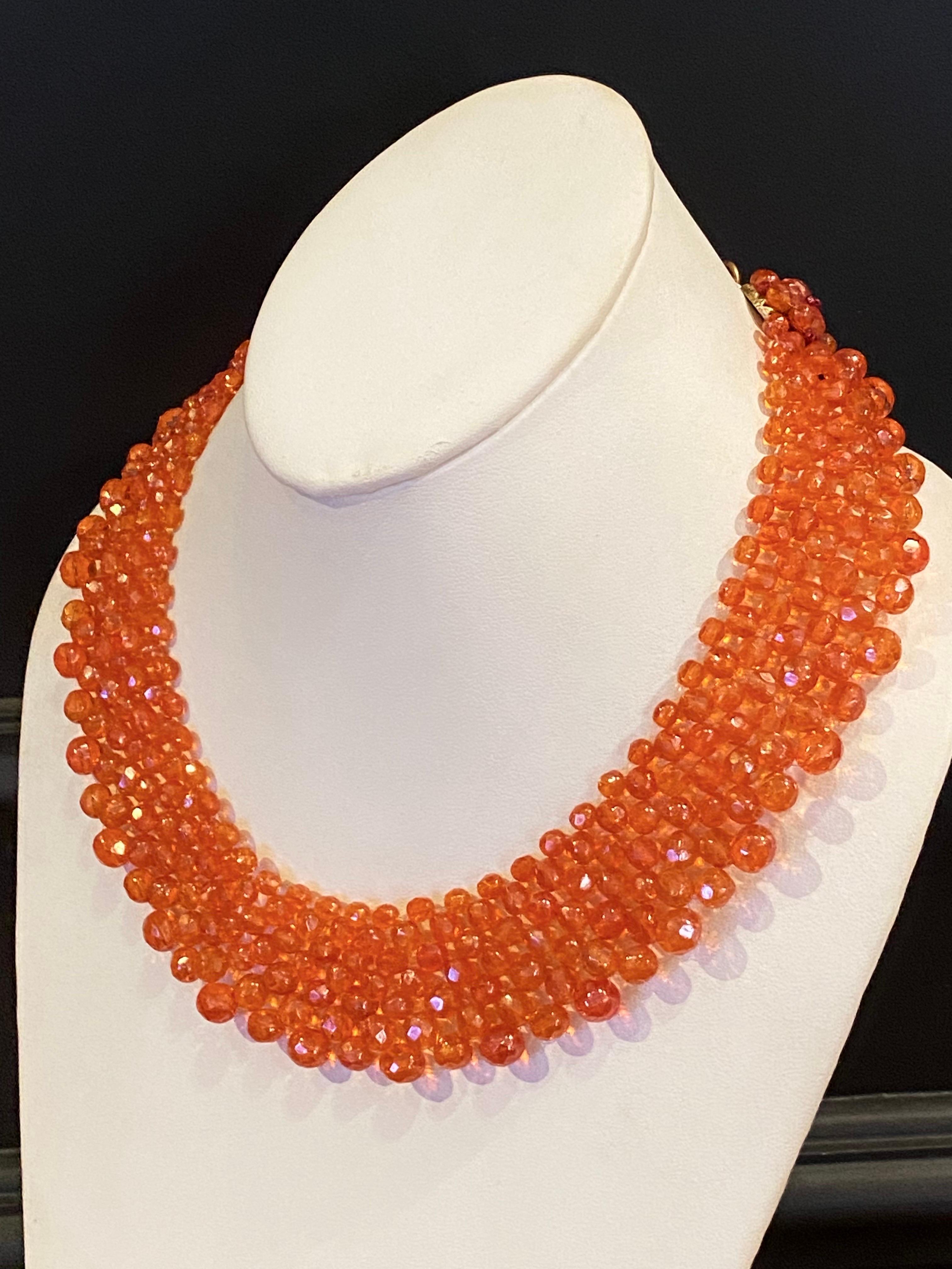 Coppola e Toppo 1950s woven orange crystal bead collar necklace 5