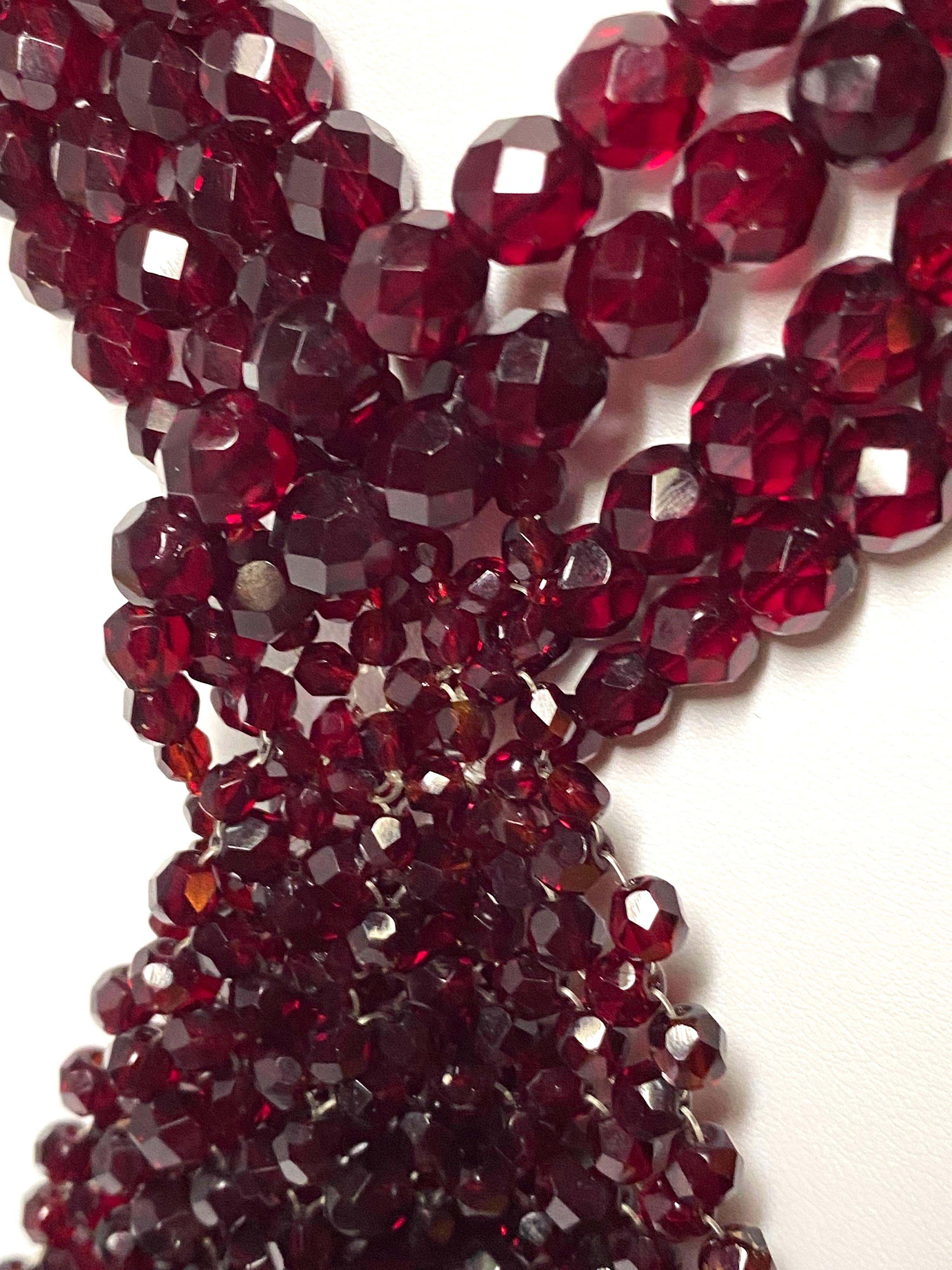 Coppola e Toppo (Attr.) 1950s Woven Crystal Bead Scarf Necklace In Good Condition In New York, NY