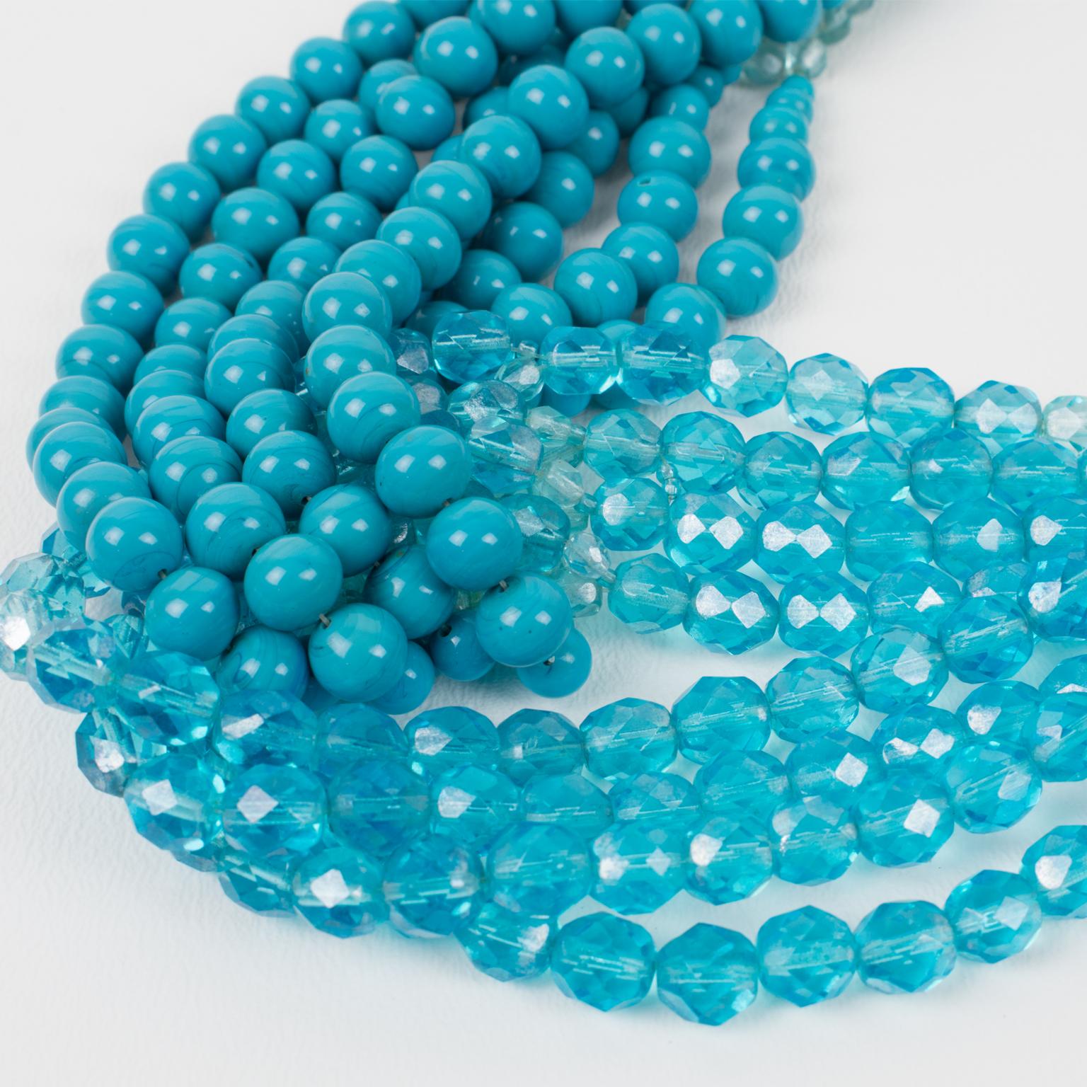 Coppola e Toppo Collier drapé en cristal bleu en vente 5