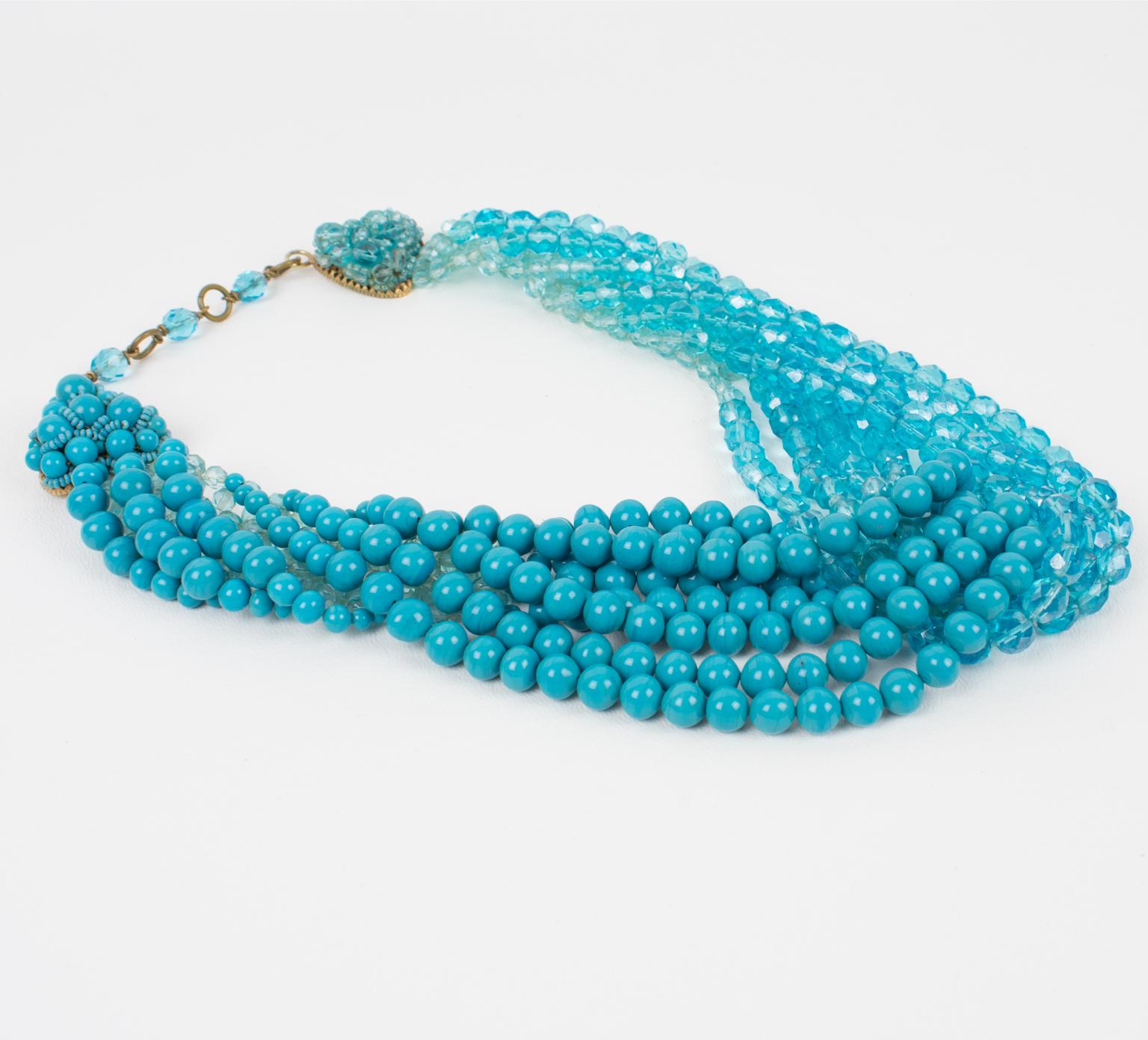 Coppola e Toppo Collier drapé en cristal bleu en vente 6