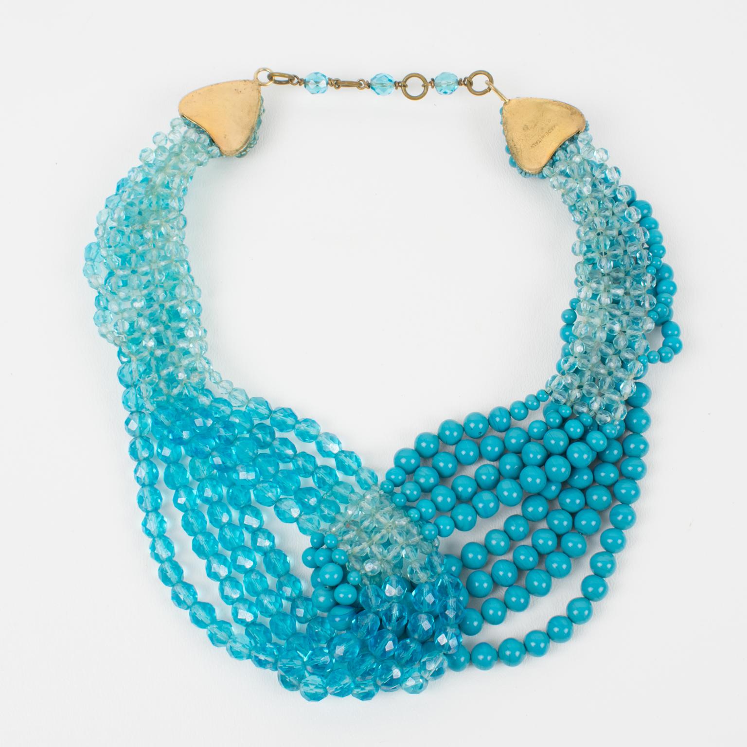 Coppola e Toppo Collier drapé en cristal bleu Unisexe en vente