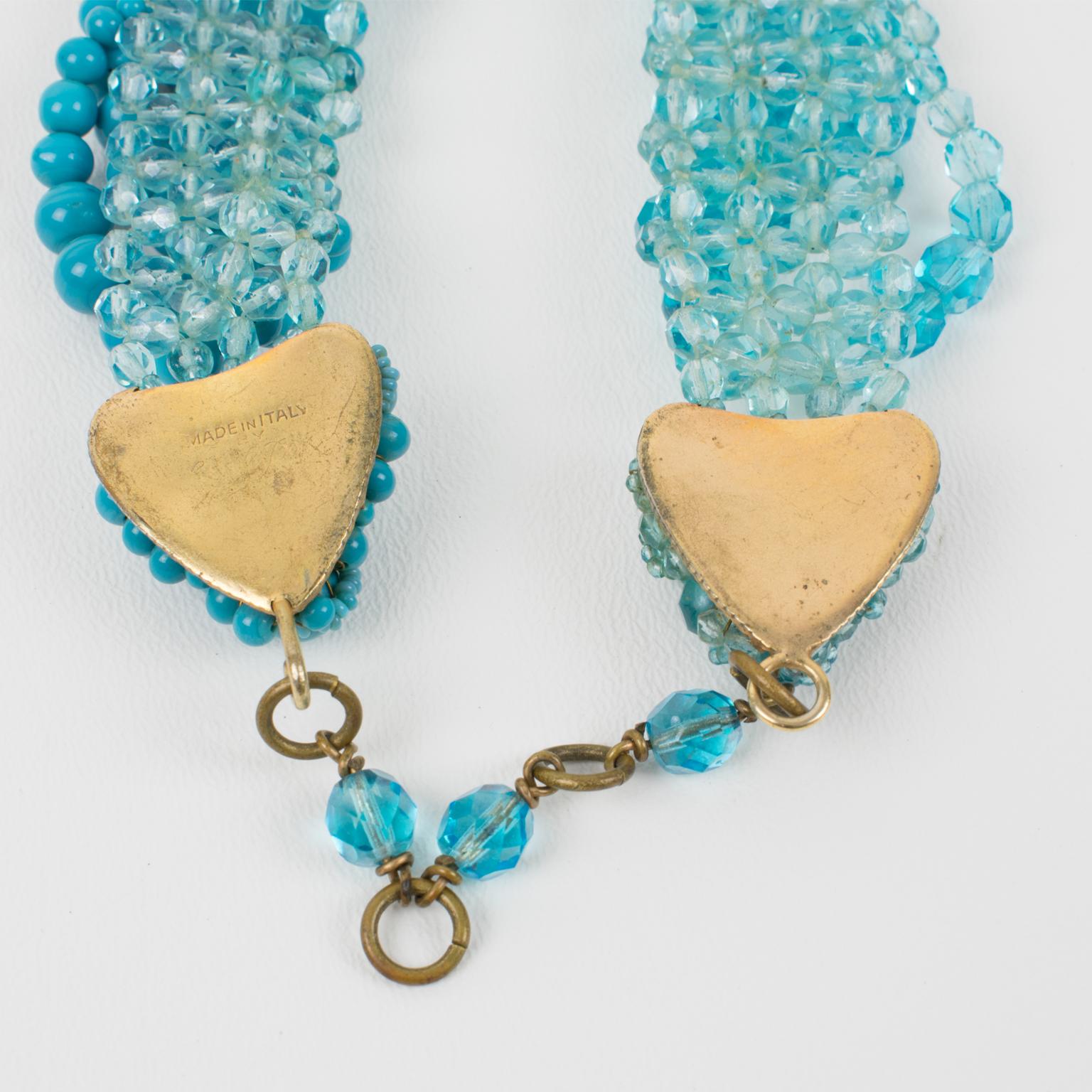 Coppola e Toppo Collier drapé en cristal bleu en vente 2