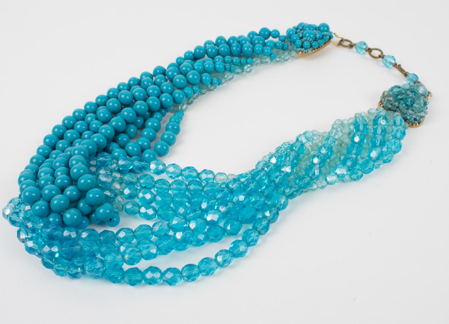 Coppola e Toppo Collier drapé en cristal bleu en vente 4