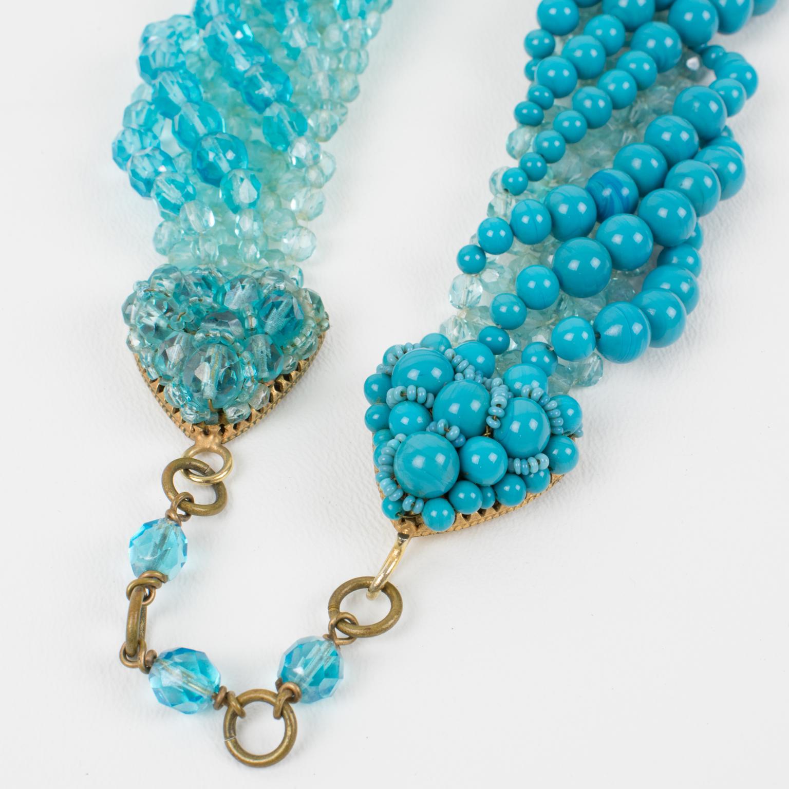 Coppola e Toppo Blue Crystal Drapery Necklace, 1950s For Sale 1