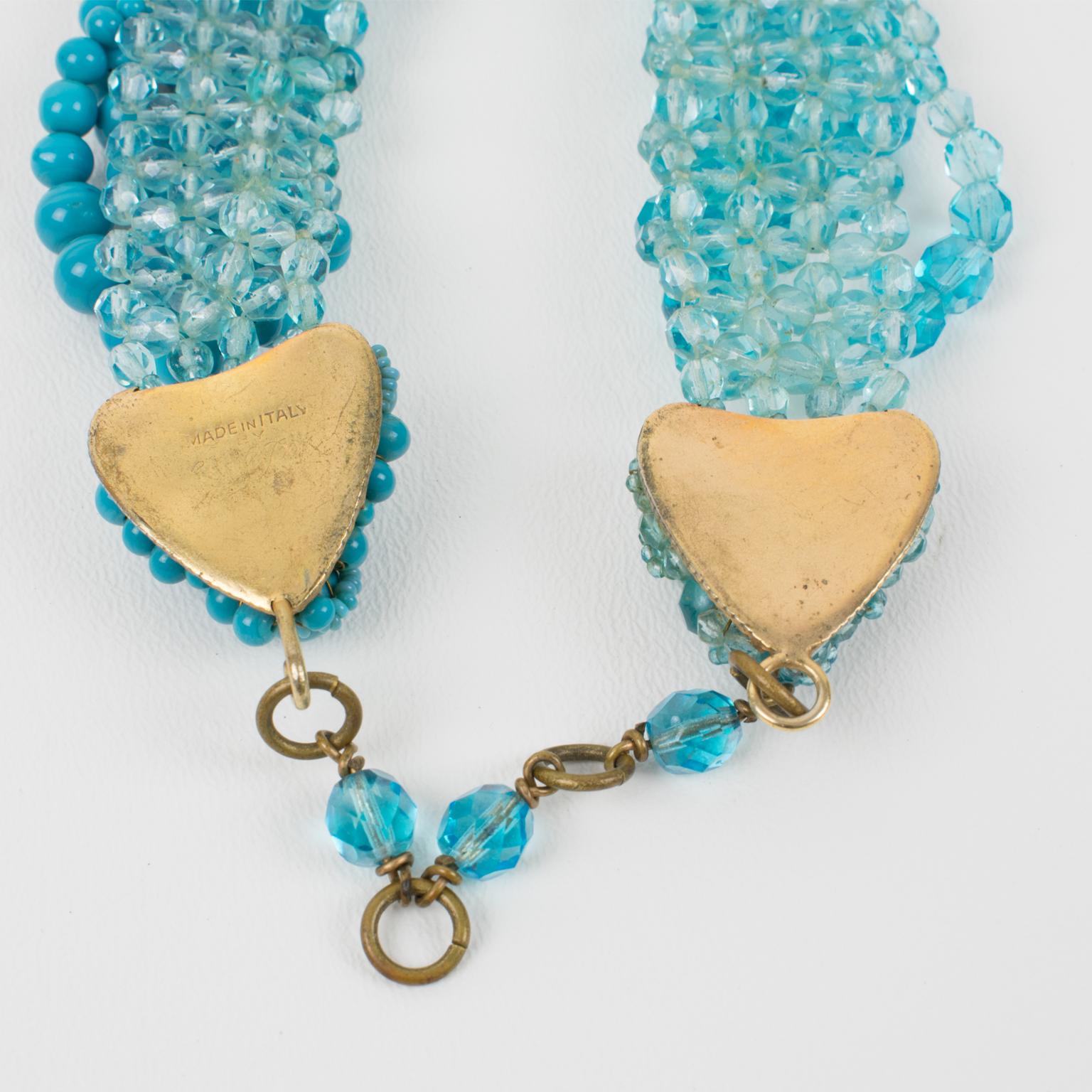 Coppola e Toppo Blue Crystal Drapery Necklace, 1950s For Sale 2