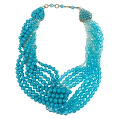 Used Coppola e Toppo Blue Crystal Drapery Necklace, 1950s