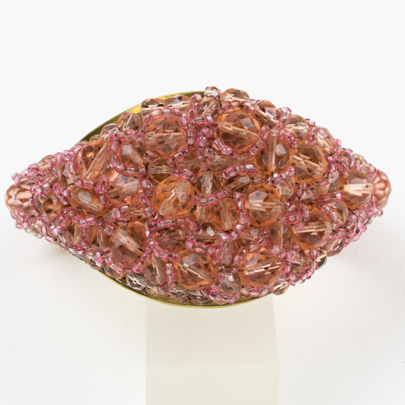 Coppola e Toppo Pink Crystal and Brass Cuff Bracelet For Sale 3