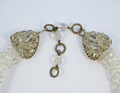 Coppola e Toppo Six Strand Clear and Caramel Brown Crystal Bead Necklace 1950s